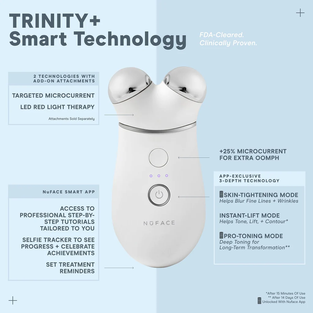 NuFACE Trinity Facial Toning Device with Starter Kit - Anti-Aging Microcurrent Skincare for Wrinkles & Firming - Perfect for Home Spa & Daily Beauty Routine
