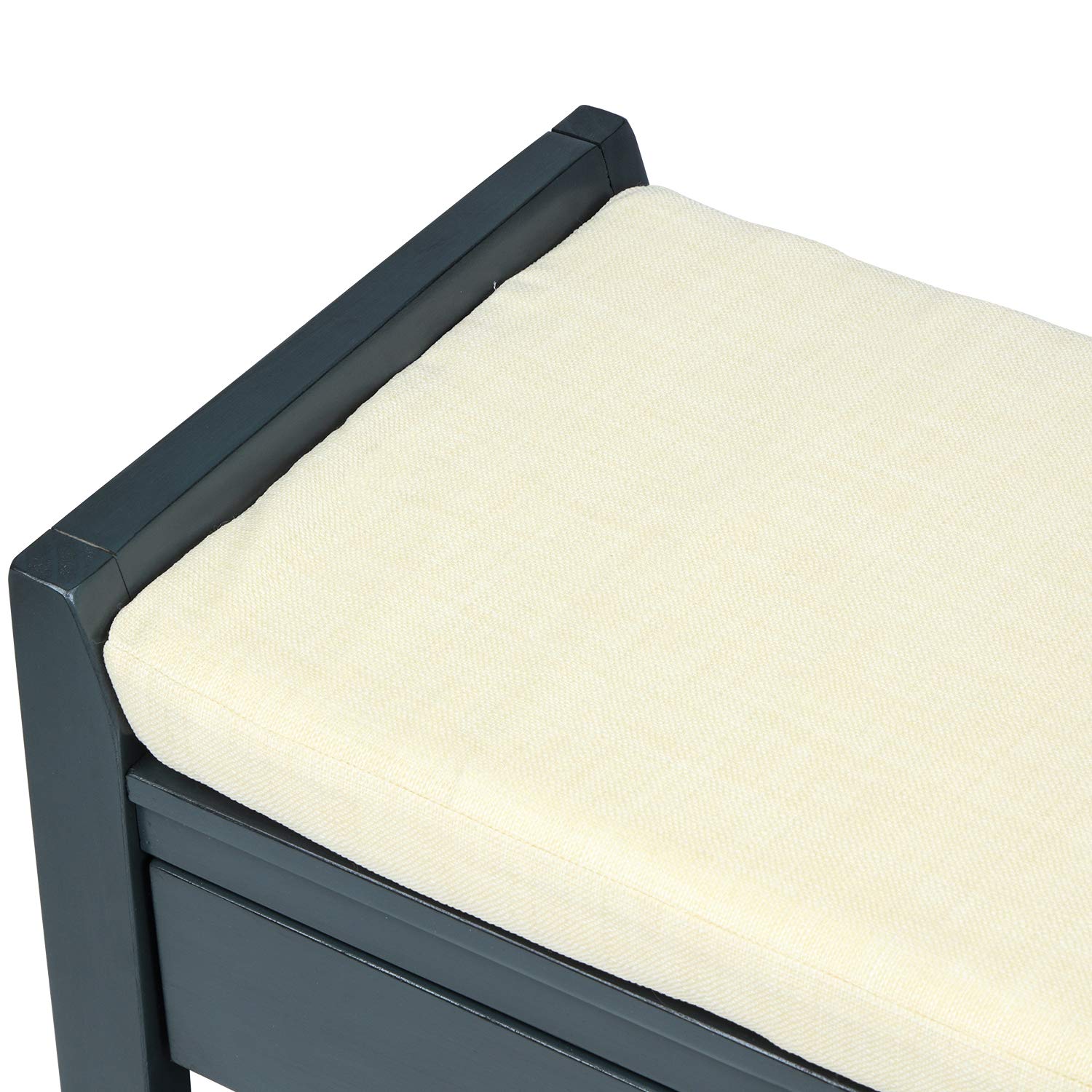 Storage Bench with Cushioned Seat & Drawers - Shoe Rack for Entryway, Bedroom (Antique Navy)