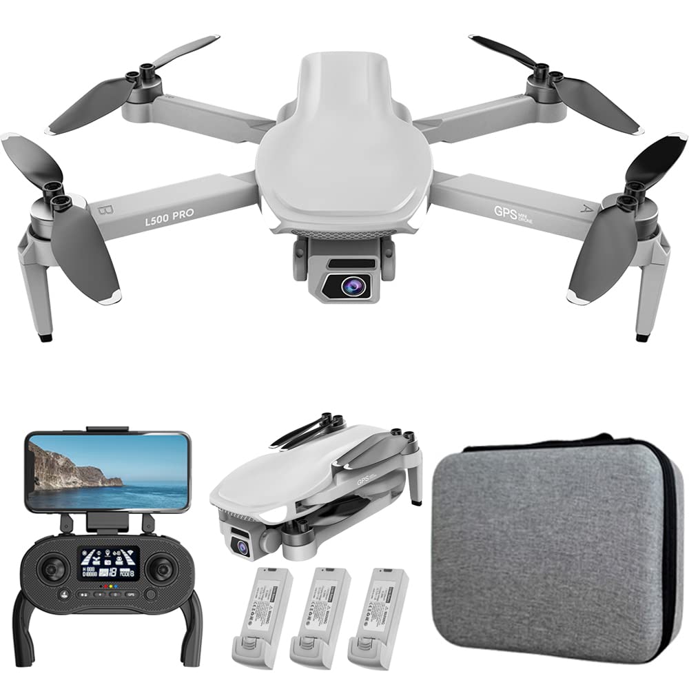 L500 Pro Brushless Drone with 4K Dual Camera, GPS Follow Me, 3 Batteries - Grey RC Quadcopter for Adults | Aerial Photography, Travel Vlogging & Outdoor Adventures