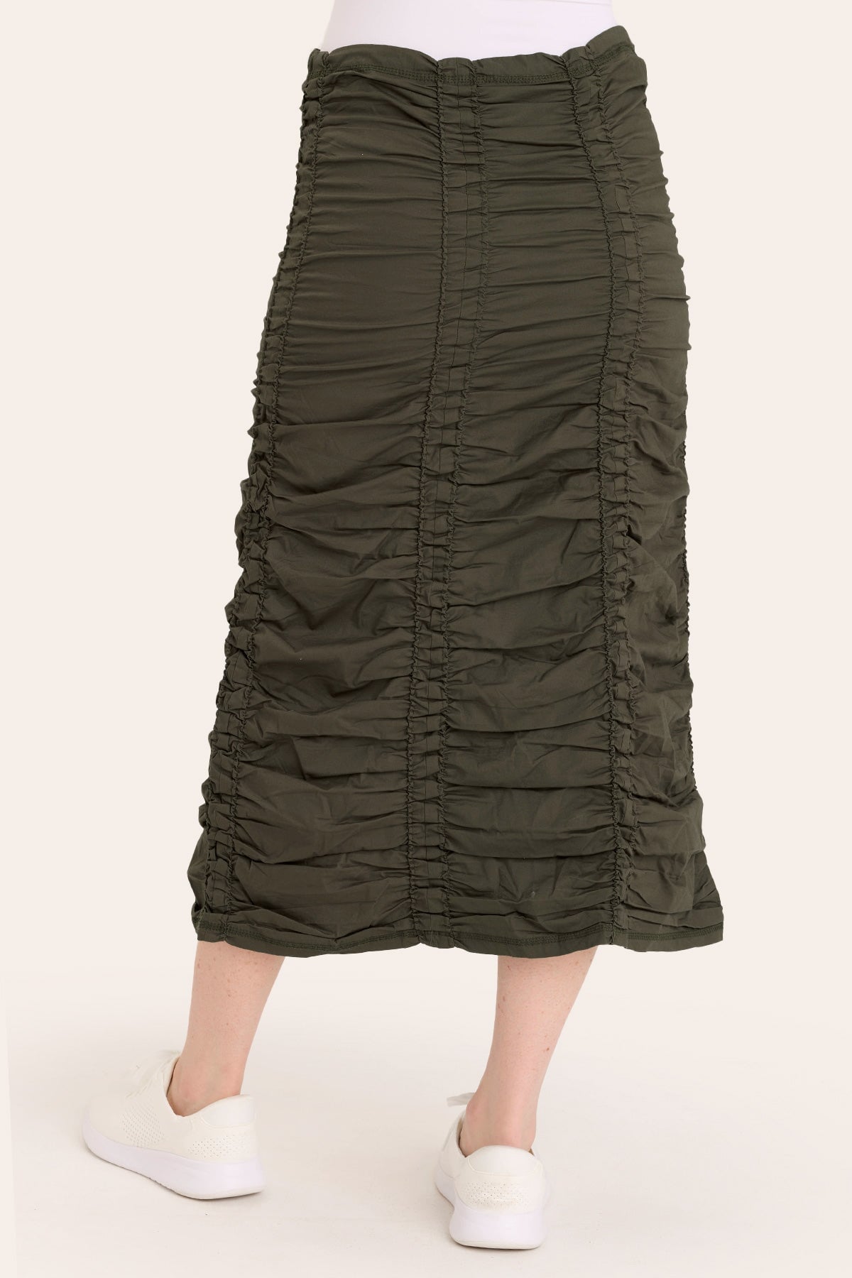 Double Shirred Panel Skirt - Women's Flowy High Waist Pleated Midi Skirt for Casual & Dressy Occasions | Perfect for Office, Date Night & Summer Outfits