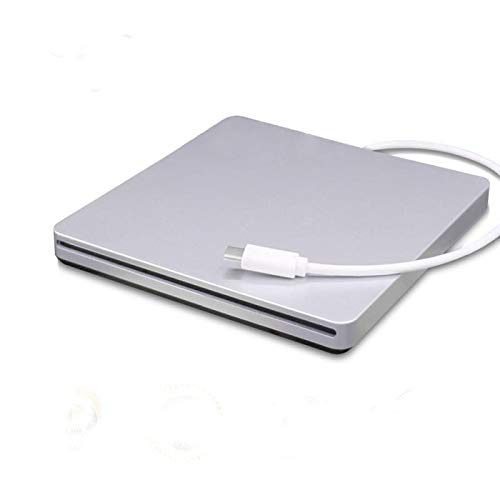 External Blu-Ray DVD CD Drive USB 3.0 & Type-C Portable Burner Writer - BD-ROM Player for Laptop Desktop PC - 3D Playback & Rewriting - Silver (Perfect for Home Theater, Office Use & Travel Entertainment)