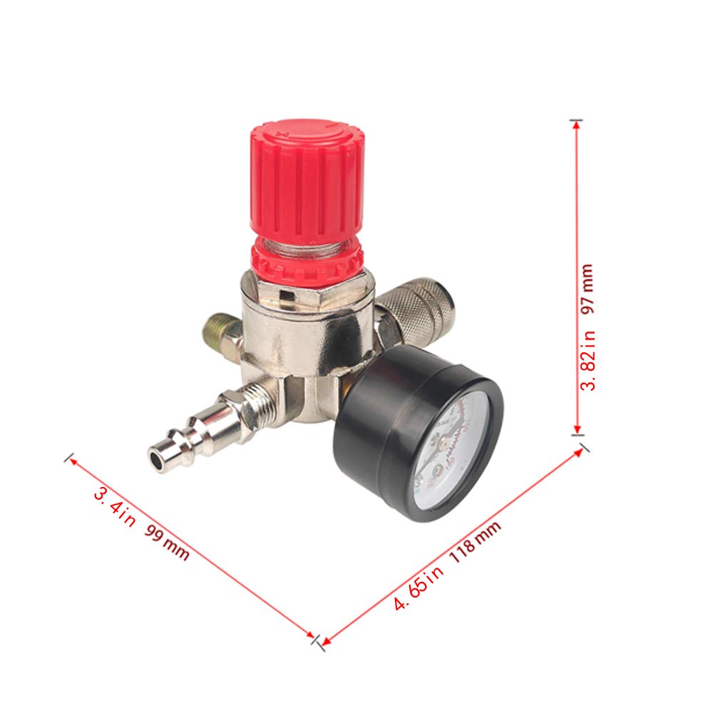 0-175 PSI Air Compressor Pressure Regulator with Dial - Replacement Part for Air Compressor (Four-Way Valve) - Ideal for Workshop, Garage & Industrial Use