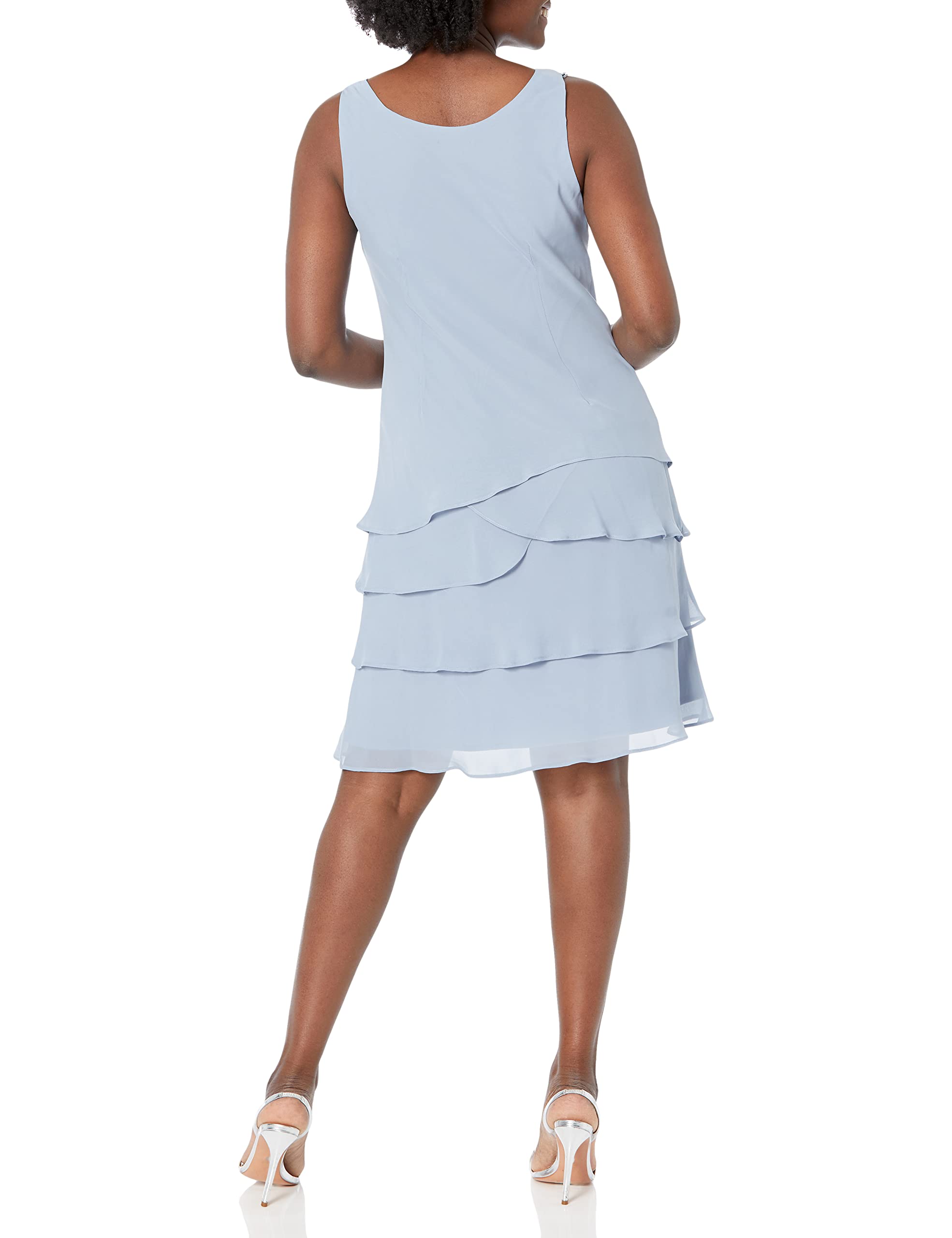 Elegant S.L. Fashions Women's Mother of The Bride Jacket Dress with Tiered Skirt & Shoulder Embellishment - Petite & Regular Sizes - Perfect for Weddings, Formal Events & Special Occasions