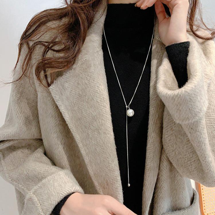 Elegant Pearl Slider Lariat Chain Necklace for Women - Minimalist Dainty Layering Jewelry | Perfect for Date Night, Office Wear & Special Occasions