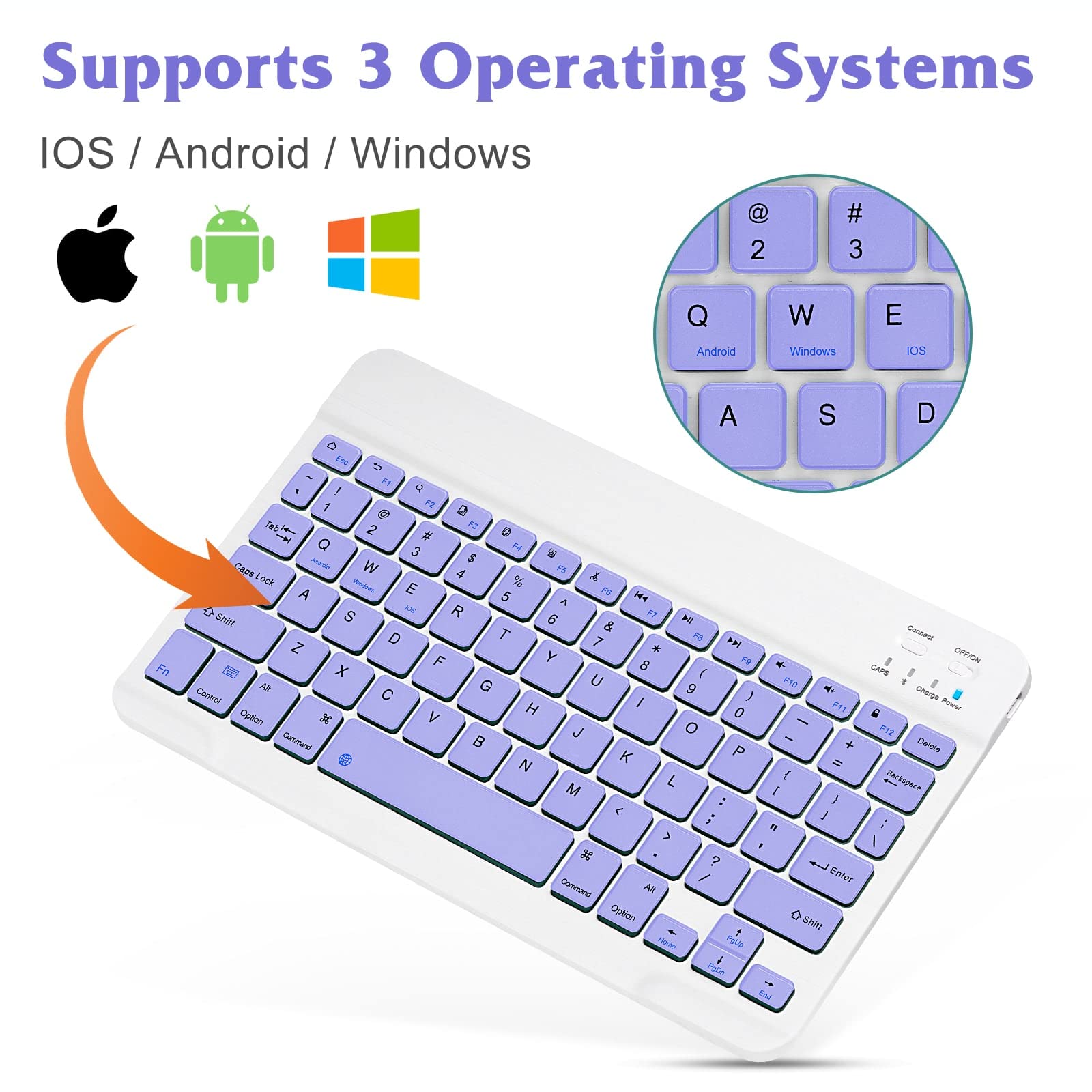 Rechargeable Bluetooth Keyboard and Mouse Combo - Ultra Slim Full-Size Wireless Keyboard with Ergonomic Mouse for Mac, iPad, Tablet, PC, Laptop - Violet Purple | Perfect for Home Office, Remote Work & Gaming