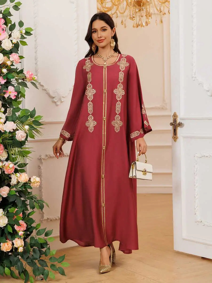 Elegant Eid Caftan Dress for Women - Traditional Middle Eastern Kaftan with Embroidery - Perfect for Eid Celebrations, Weddings & Special Occasions