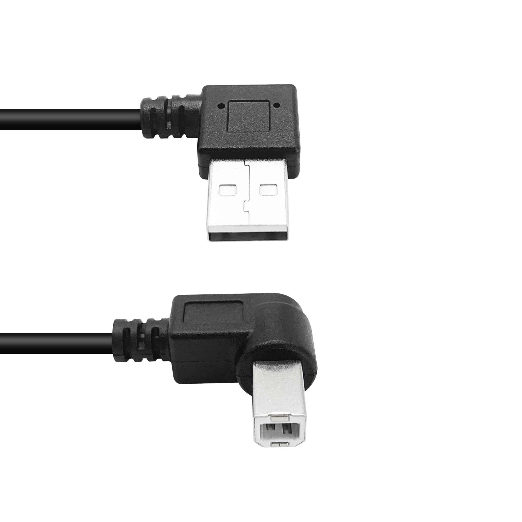 90 Degree Short USB Printer Cable 25CM (0.8Ft) - Left Angle USB 2.0 Type A Male to Left/Right Angle B Male Scanner Cable - Perfect for Printers, Scanners, and Tight Spaces