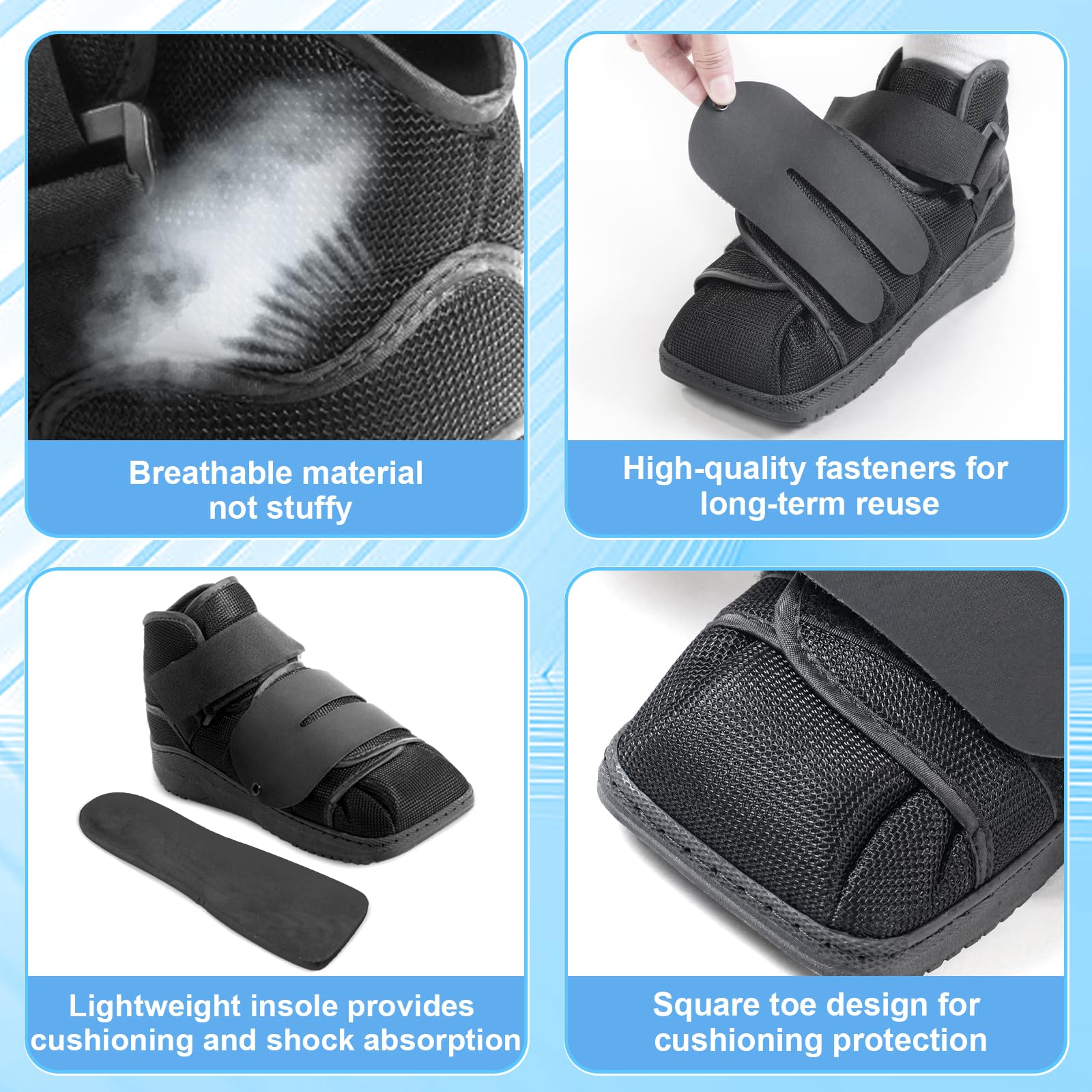 Post Op Shoes for Men & Women - Medical Walking Shoes for Post Surgery, Fracture & Broken Foot Support - Square Toe Design for Comfort & Stability - Ideal for Recovery After Surgery, Injury or Toe Fractures