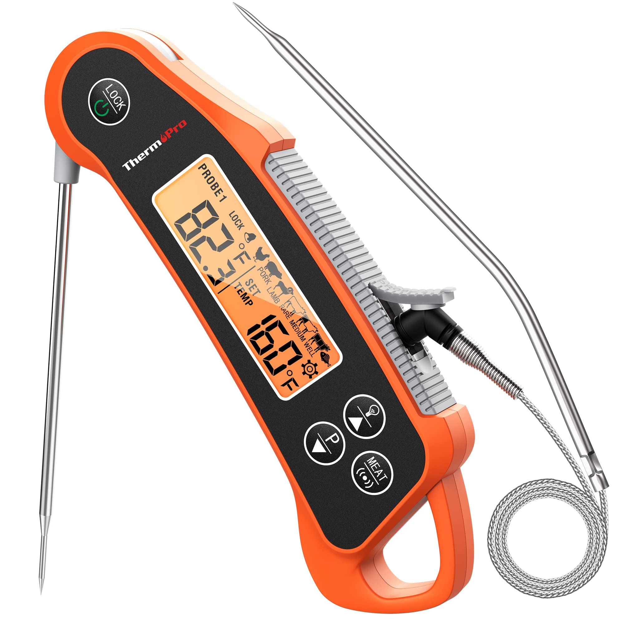 ThermoPro TP710 Digital Meat Thermometer - Instant Read, Waterproof, Dual Probe & Display for Cooking, Grilling, BBQ - Perfect for Kitchen, Oven, Smoker & Outdoor Cooking