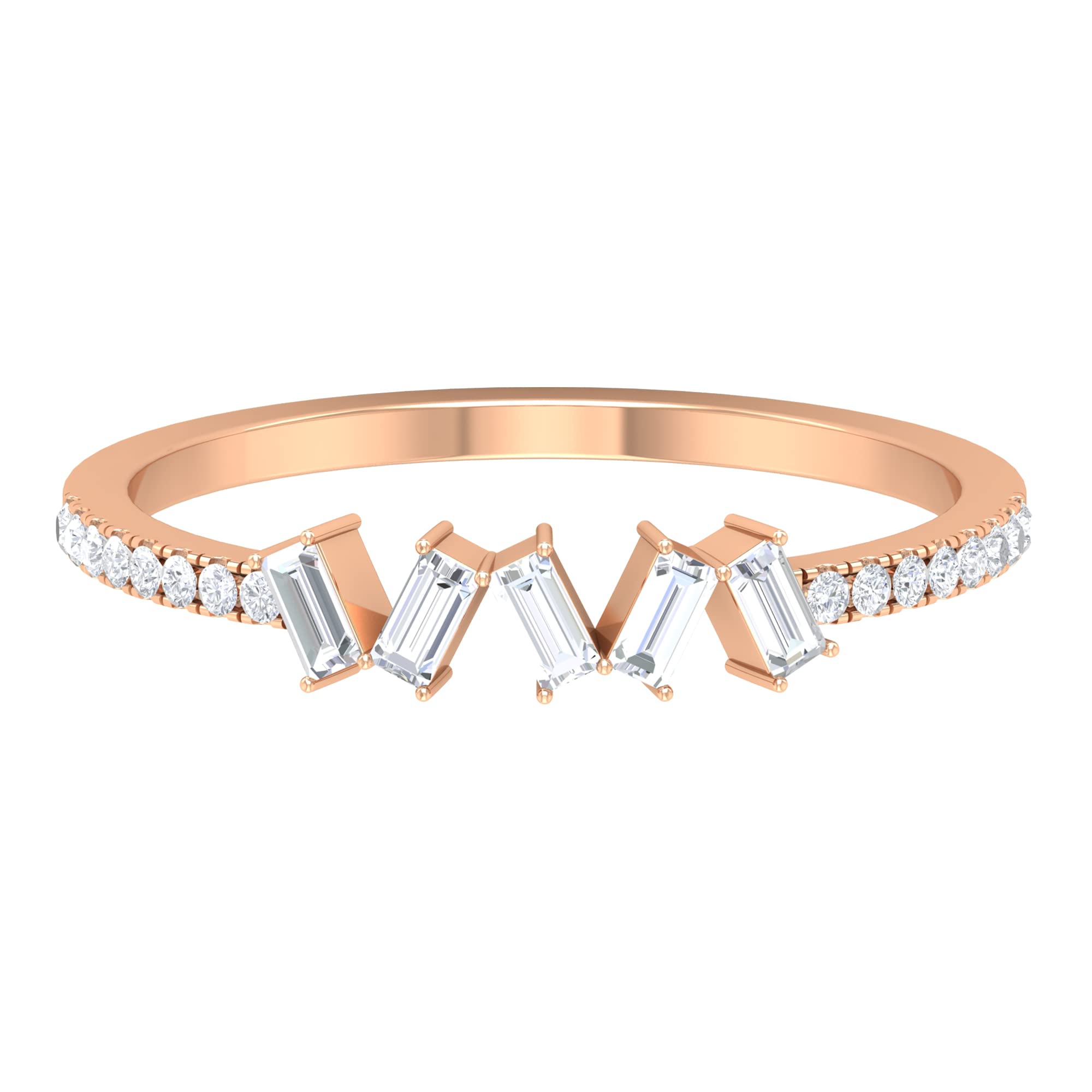 0.25 CT Diamond Promise Ring for Women - 14K Solid Gold Baguette & Round Cut Minimalist Engagement Ring | Perfect for Anniversaries, Proposals & Special Occasions