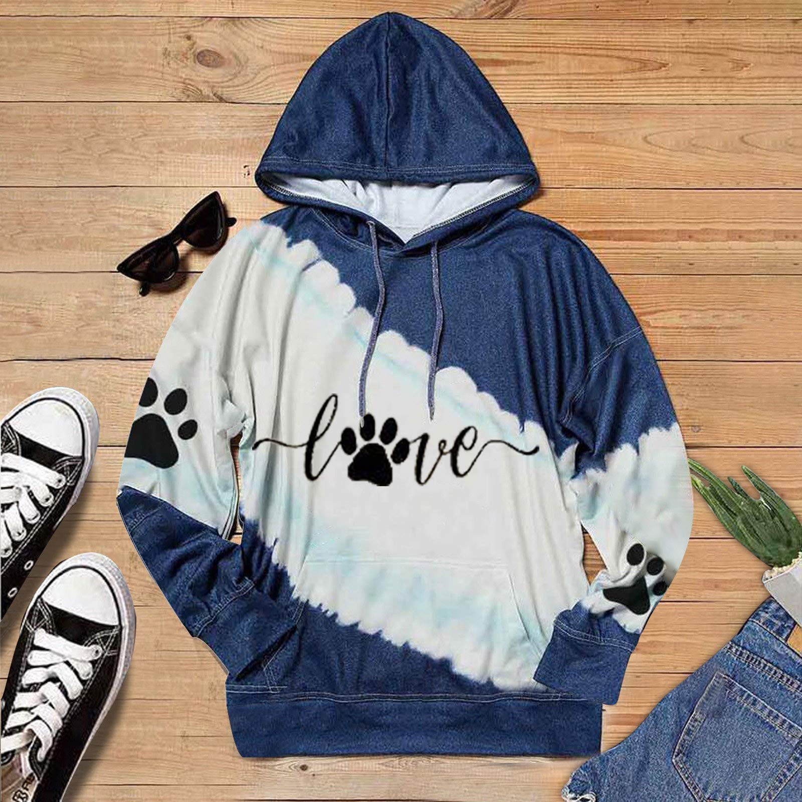 Women's Dog Mom Hoodie - Cute Dog Paw Print Long Sleeve Pullover Sweatshirt Gift for Dog Lovers, Pet Owners & Teen Girls | Cozy Casual Wear for Dog Walks, Pet Playdates & Everyday Outfits
