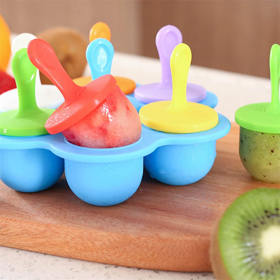 **7-Cavity Silicone Popsicle Molds with Colorful Plastic Sticks - DIY Ice Pop Maker for Homemade Egg Bites, Lollipop Ice & Kids Ice Cream - Perfect for Summer Treats, Party Snacks & Healthy Desserts**