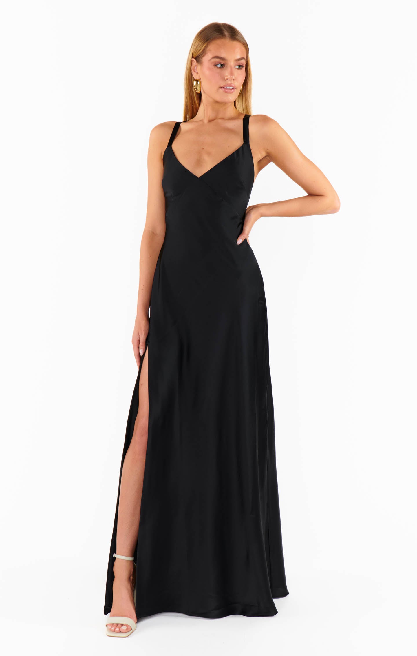 Anderson Maxi Dress - Black Luxe Satin Elegant Long Evening Gown for Women | Perfect for Parties, Weddings & Special Occasions