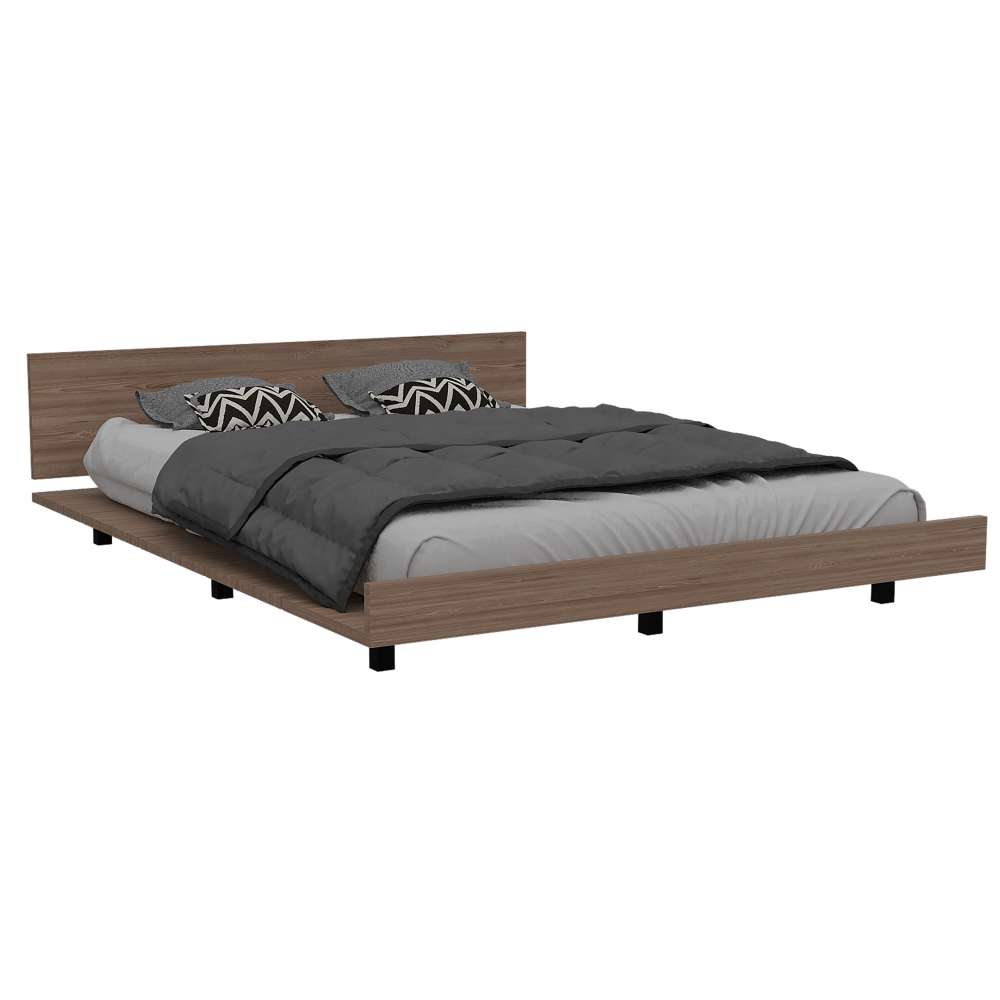 Kaia Miel Queen Size Bed Frame 160x190cm with Headboard - Modern Wooden Platform Bed for Bedrooms, Guest Rooms & Apartments