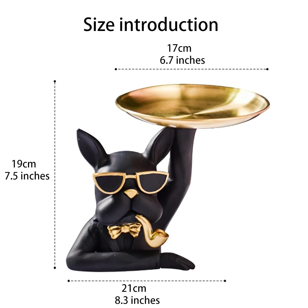 White Resin Bulldog Storage Tray - Cute Animal Sculpture Holder for Keys, Jewelry & Earrings | Home & Office Desk Organizer Decor | Perfect Gift for Pet Lovers & Organization Enthusiasts
