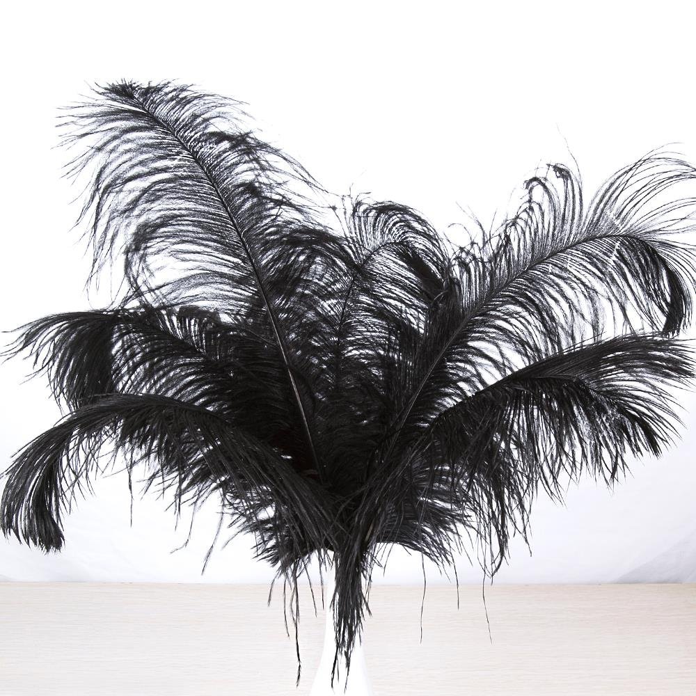 Natural Black Ostrich Feathers 18-20 inch (50pcs) for Wedding Centerpieces, Home Decor, Flower Arrangements, DIY Crafts - Perfect for Christmas Decorations, Party Decor, and Event Styling