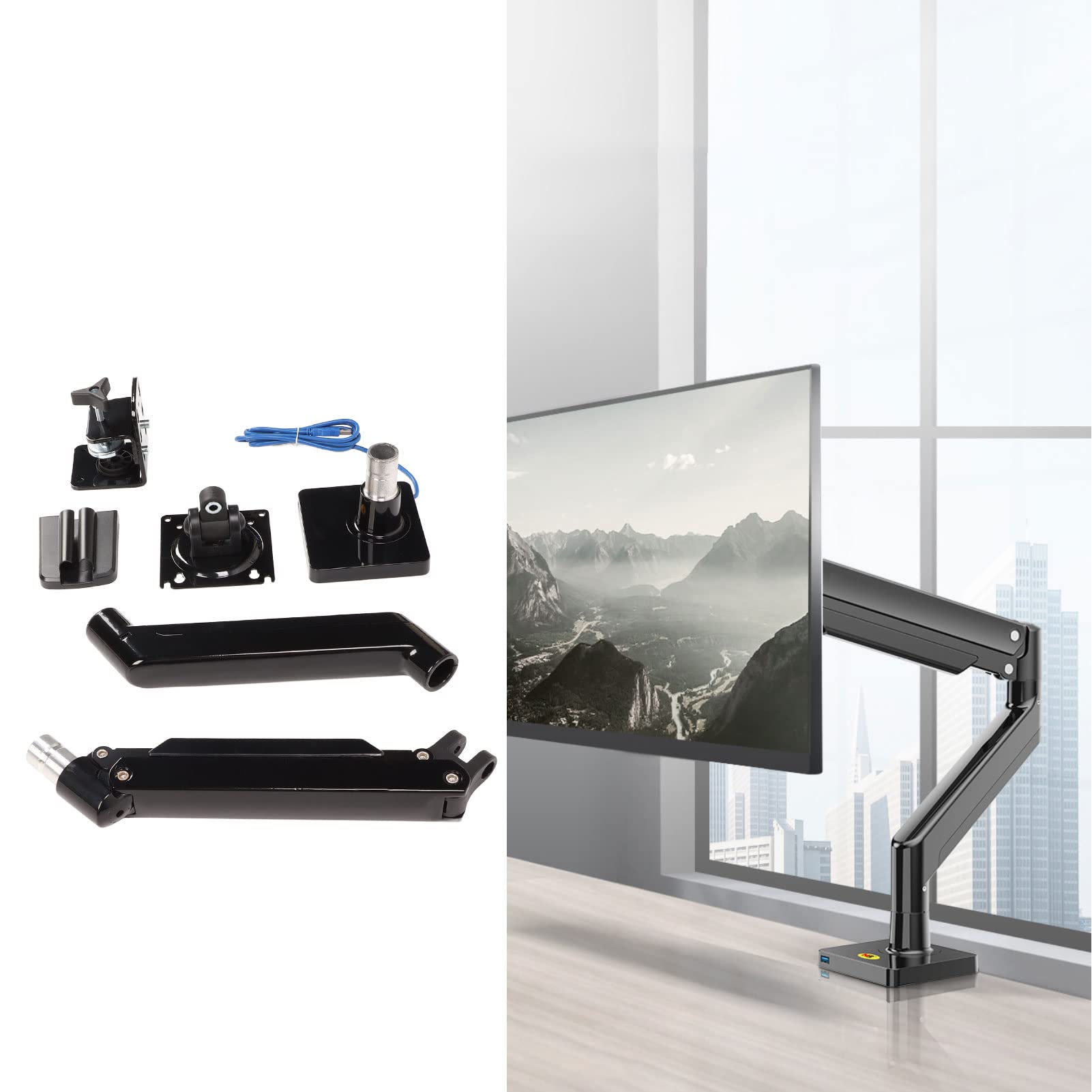 Nicoone Single Monitor Arm Stand - Heavy Duty Adjustable Desk Mount for 22-40 Inch Ultra Wide Computer Screens (Supports 2-15kg) - Perfect for Home Office, Gaming Setup & Workspace Ergonomics