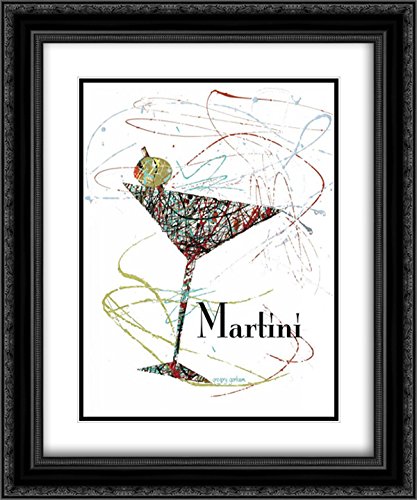 Gorham Gregory 15x17 Black Ornate Framed Double Matted Museum Art Print - Happy Hour Motif I - Vintage Bar Decor for Home, Office & Restaurant Wall Art