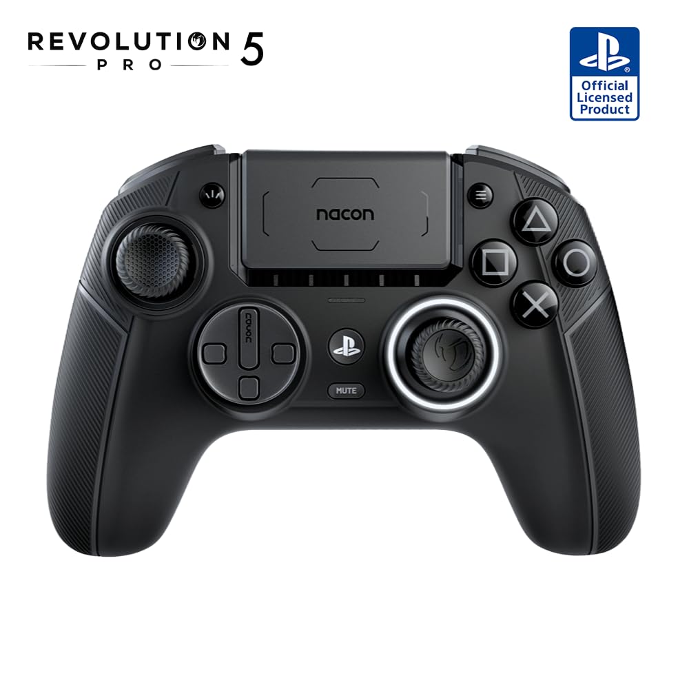 NACON Revolution 5 Pro Officially Licensed Wireless Gaming Controller for PS5, PS4 & PC - Hall Effect Joysticks, Trigger Stops, Customizable Buttons, Bluetooth Audio - Triple Black (Renewed) - Perfect for Competitive Gaming, Streaming & Long Play Sessions