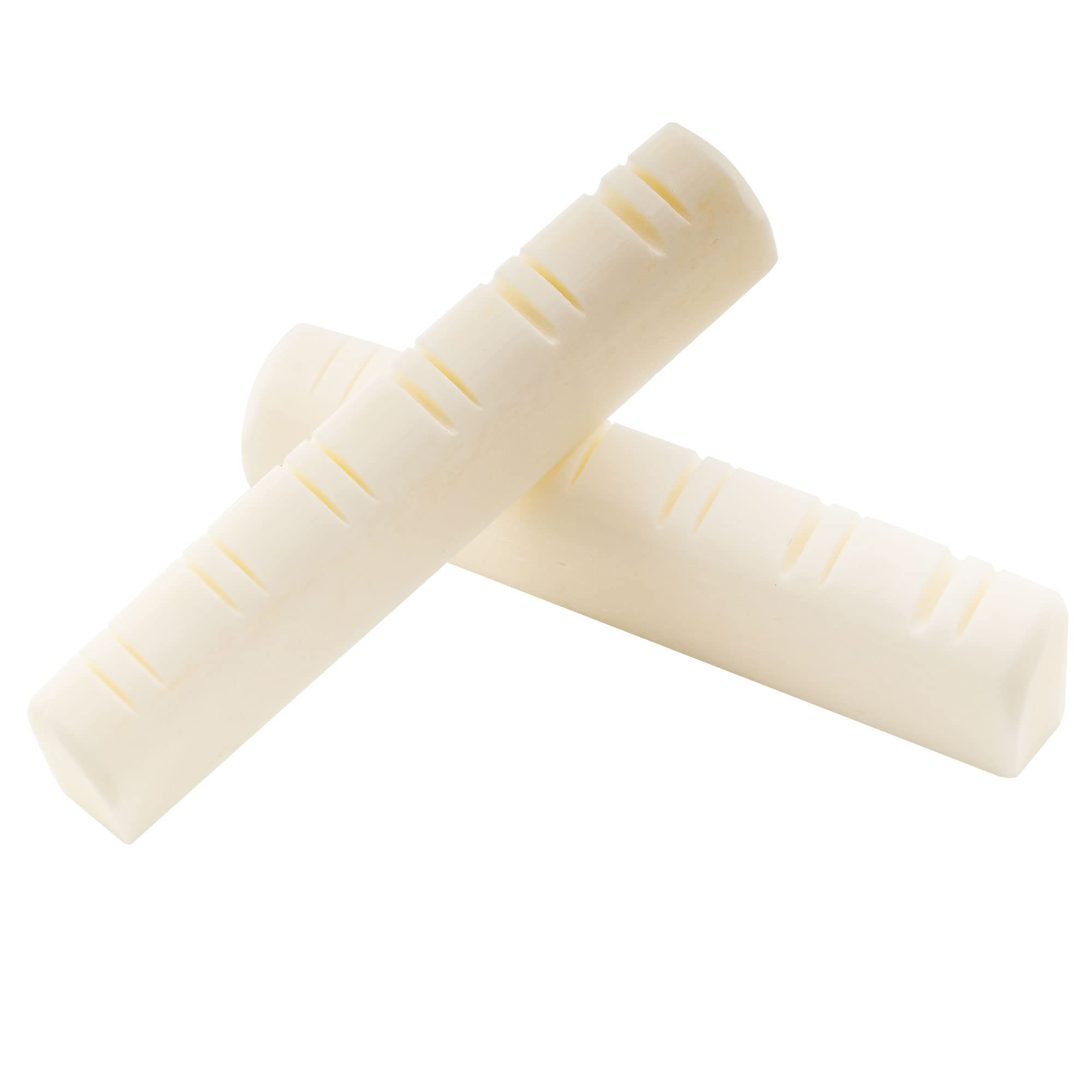 Musiclily 12-String Acoustic Guitar Slotted Bone Nut - 49x6x9.2/8.7mm Buffalo Bone Neck Nut (2-Pack) for Folk & Country Music Performance & Guitar Maintenance