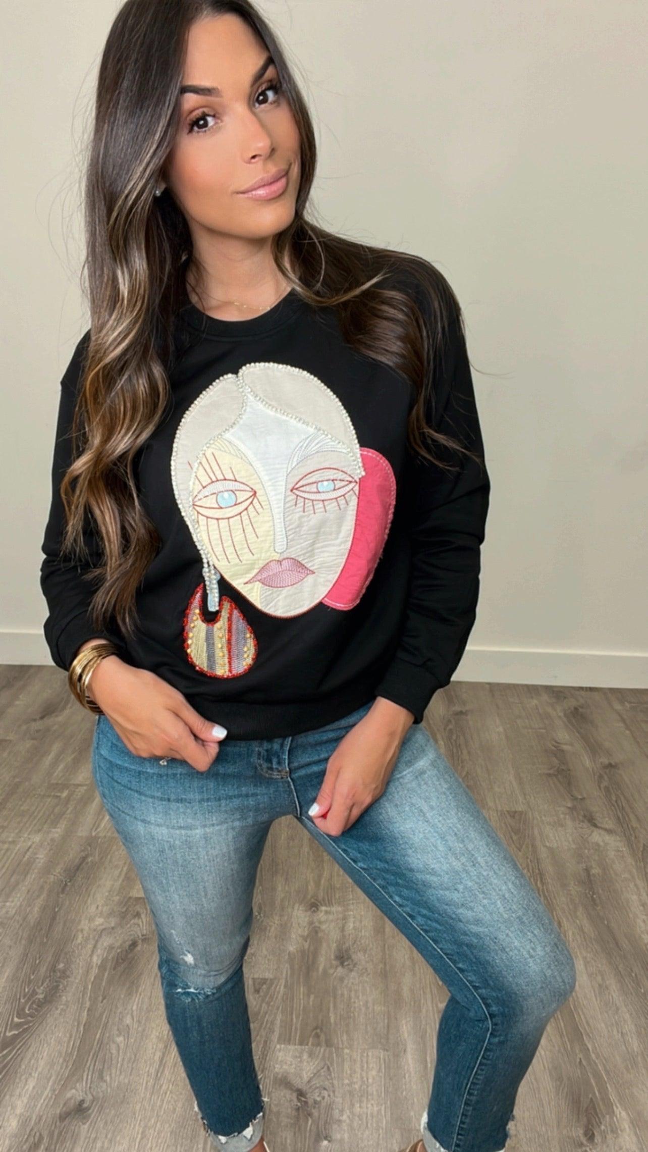 Reina Black Sweatshirt for Women - Soft Cotton Pullover Hoodie for Casual Wear, Gym & Lounge - Trendy Streetwear Fashion