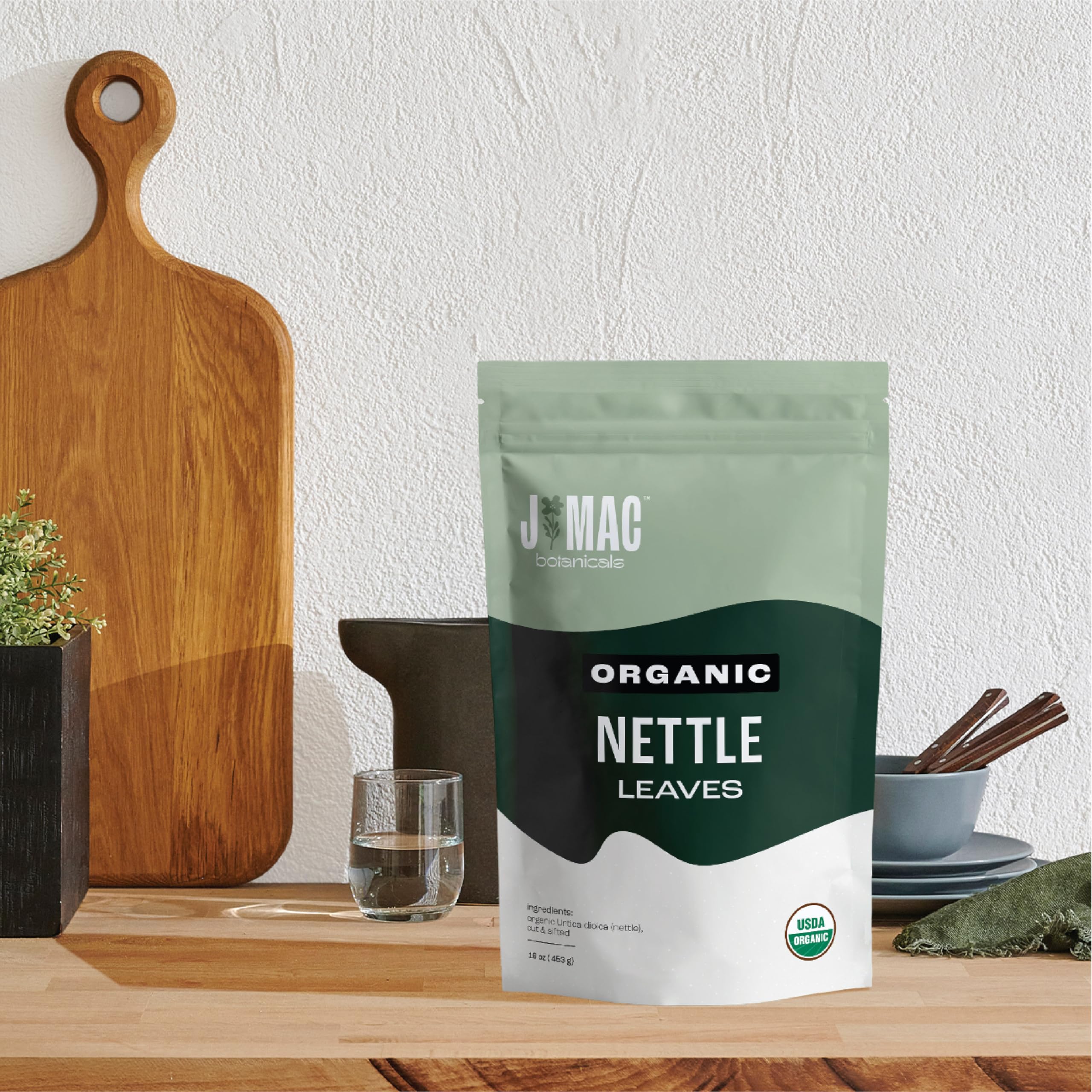 Organic Nettle Leaf Tea by J MAC BOTANICALS - 4 oz Dried Stinging Nettle (Urtica Dioica) for Herbal Tea (50+ Cups) | USDA Certified, Caffeine-Free, Rich in Iron & Vitamins | Perfect for Detox, Allergies & Immune Support