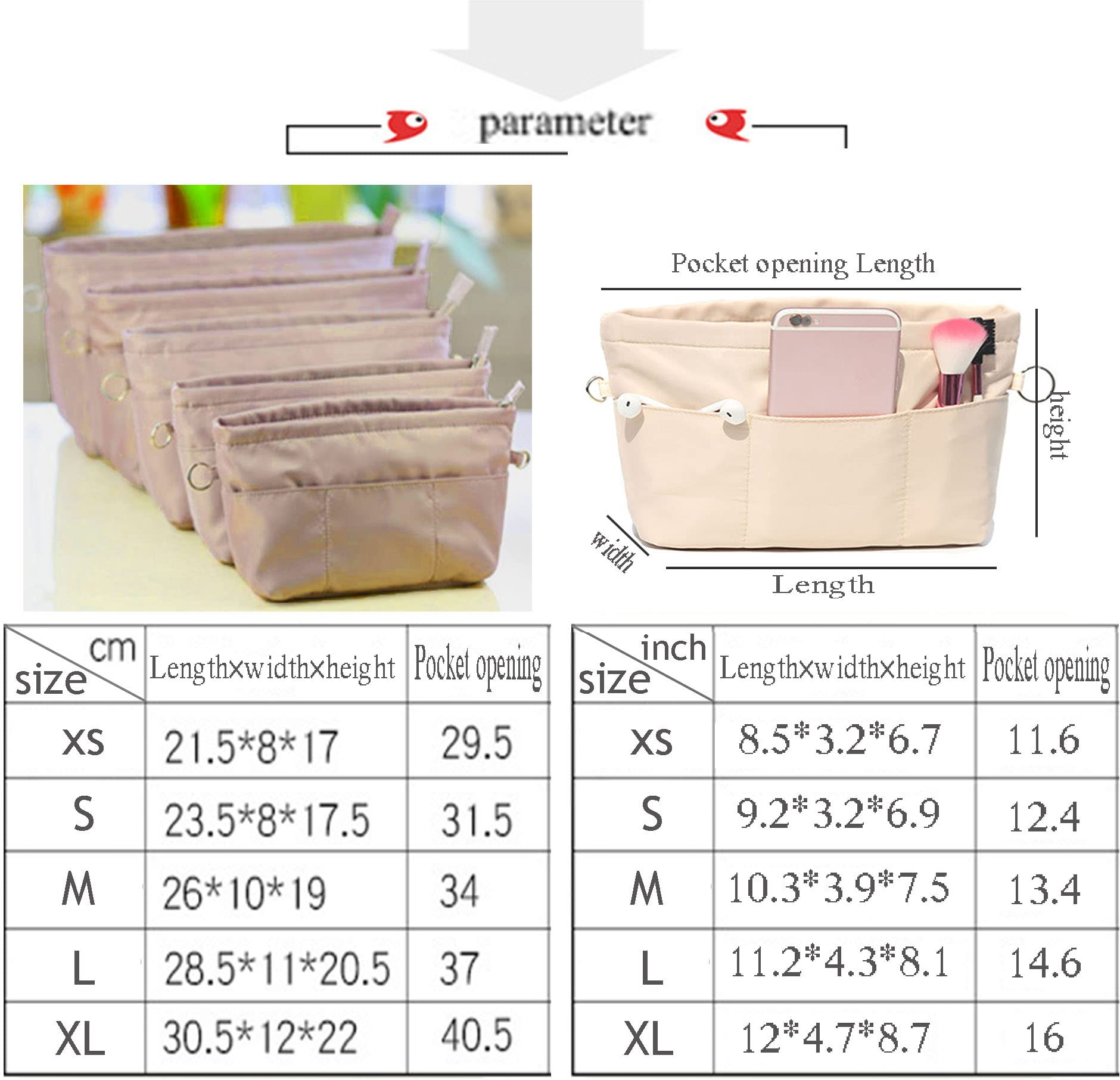 Lckaey Purse Organizer Insert for Neverfull GM MM Graceful PM - Khaki XL | Handbag Organizer for Travel, Work & Daily Use