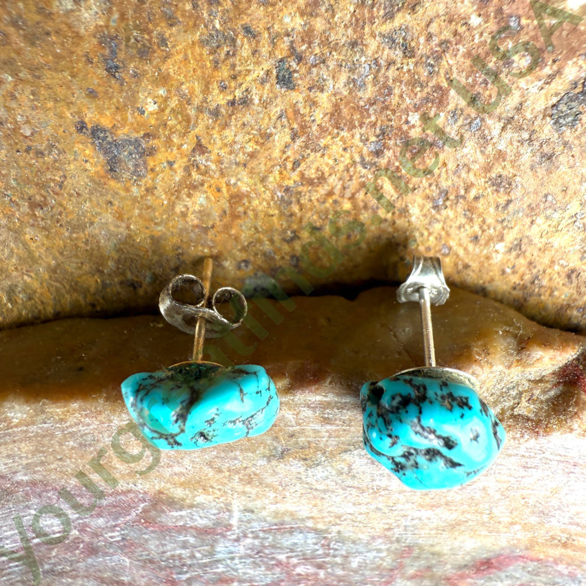 Turquoise Nugget Pierced Post Stud Earrings for Women | Natural Stone Jewelry | Boho Chic Accessories for Everyday Wear & Special Occasions