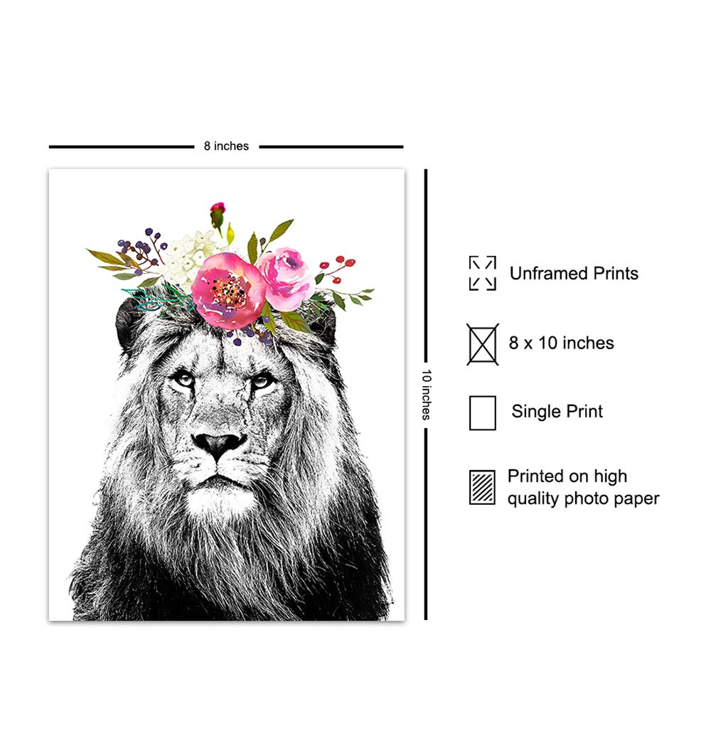 Lion Wall Art Poster - Jungle Animal Decor for Bedroom, Nursery & Living Room - Perfect Gift for Women & Kids