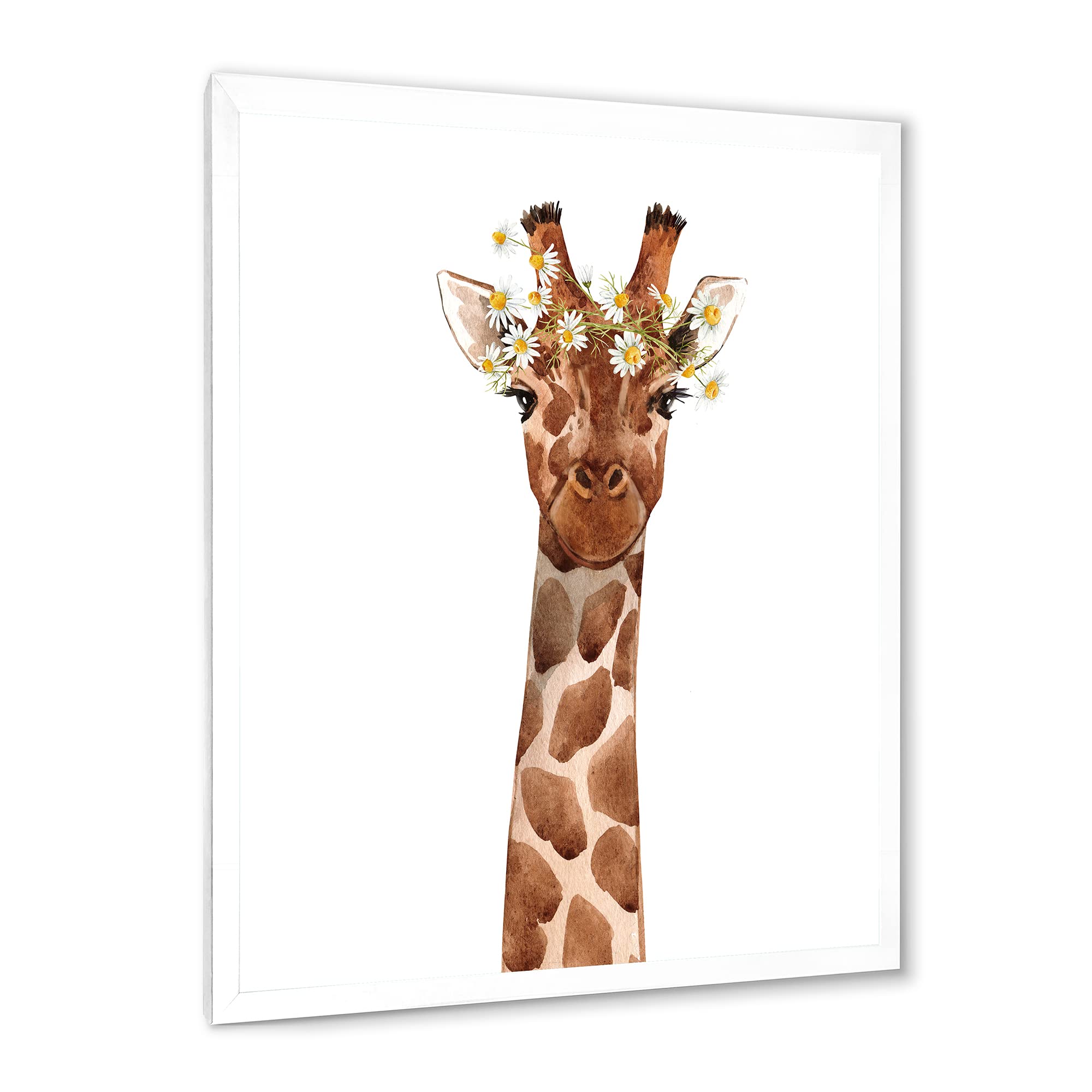 DesignQ Giraffe Portrait XI - Farmhouse Framed Wall Art Decor for Living Room, Bedroom & Office | Rustic Animal Painting Home Decor