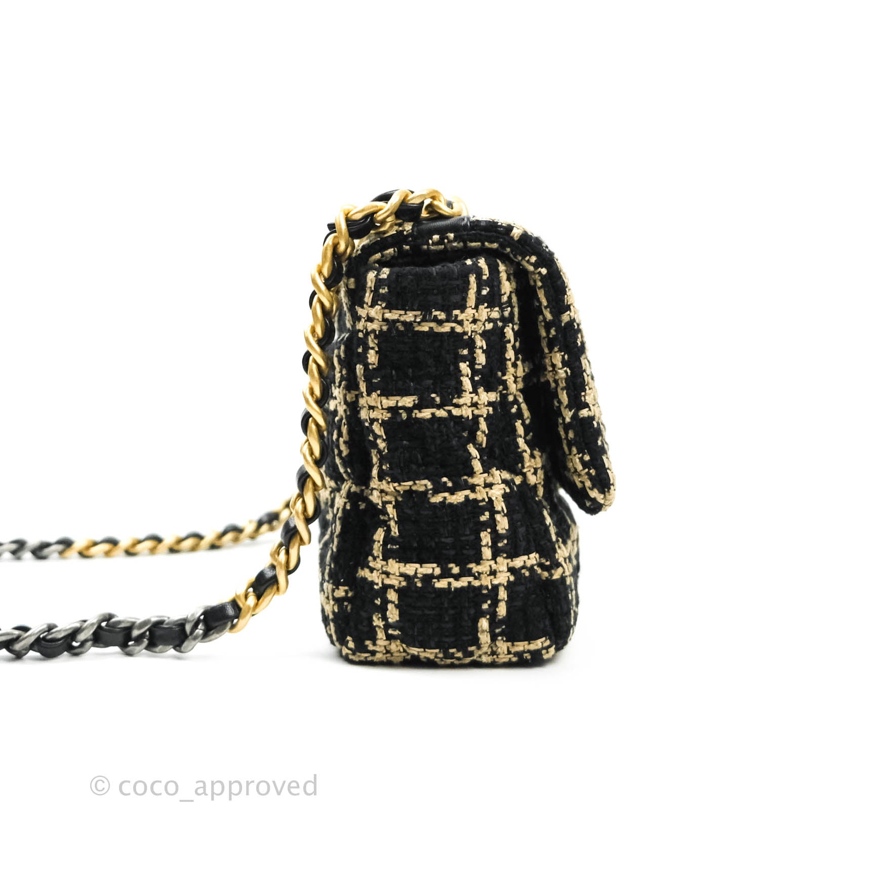 Chanel 19 Small Tweed Handbag in Black & Gold with Mixed Hardware - Luxury Crossbody Bag for Women, Perfect for Evening Events & Date Nights
