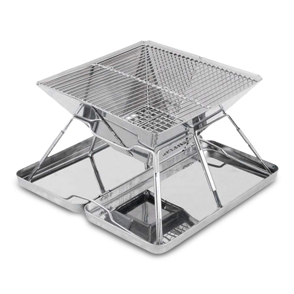 Portable Stainless Steel Foldable BBQ Charcoal Grill - Lightweight Camping Grill for Outdoor Barbecue, Picnics, Tailgating & Backyard Parties - Perfect for Camping, Beach Trips and RV Adventures