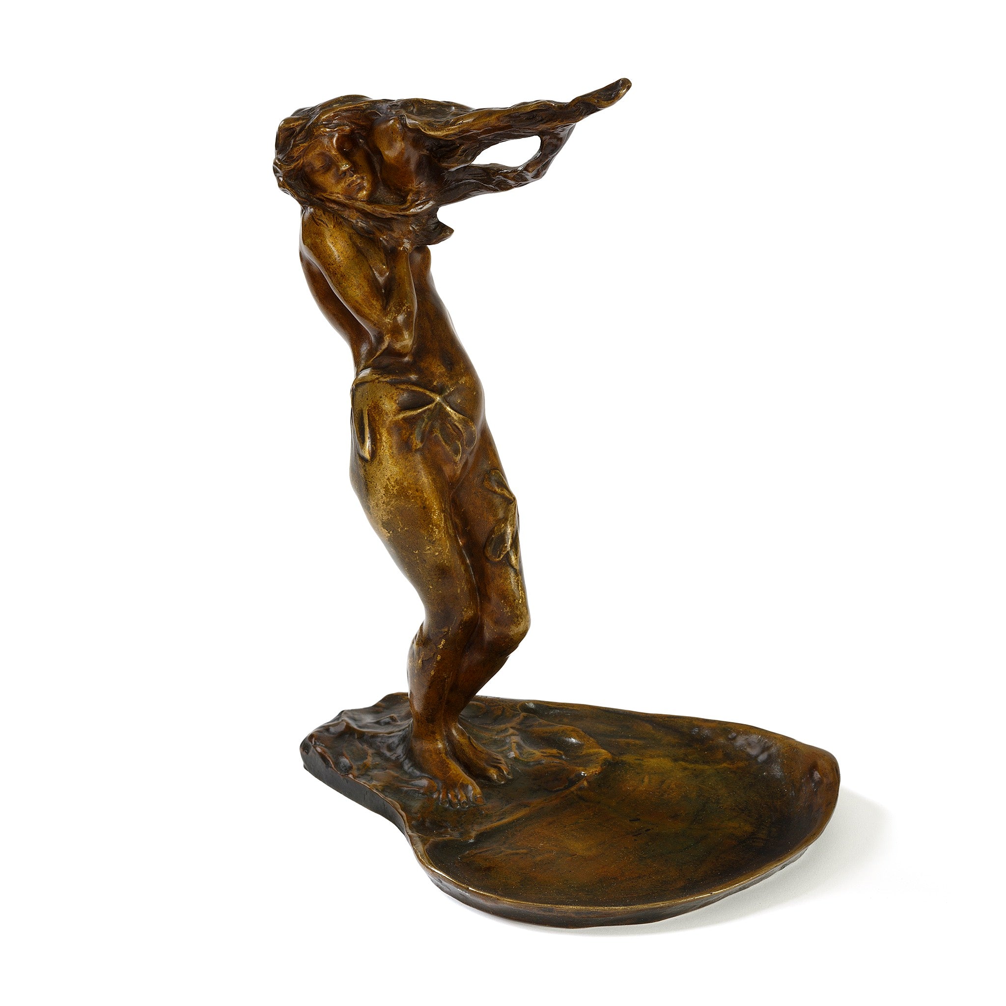 Bernhard Hoetger Le Vent Bronze Figurine Vide Poche - Elegant Decorative Tray for Jewelry & Keys | Perfect for Living Room, Bedroom, or Entryway Display