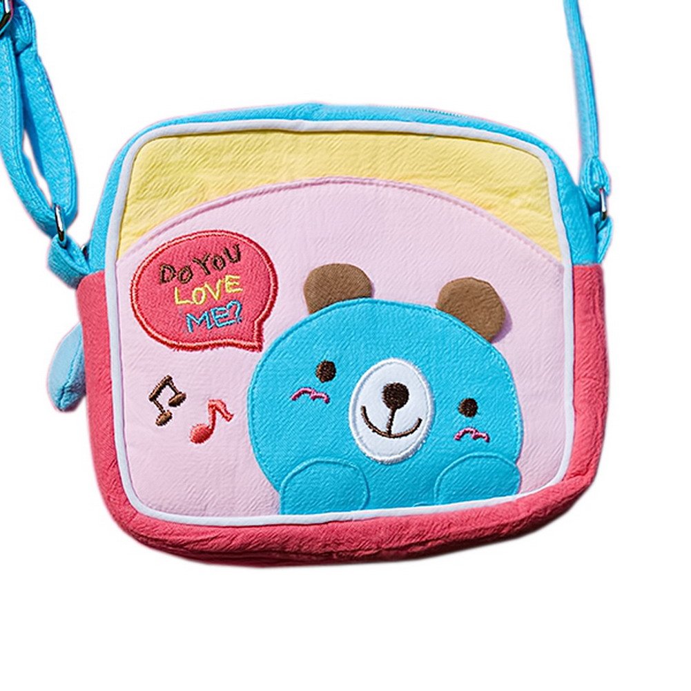 Blancho Blue Bear Print Bedding Bag Purse - 5.5 x 4.7 x 1.2 Inches - Cute Storage Pouch for Makeup, Jewelry & Travel Accessories
