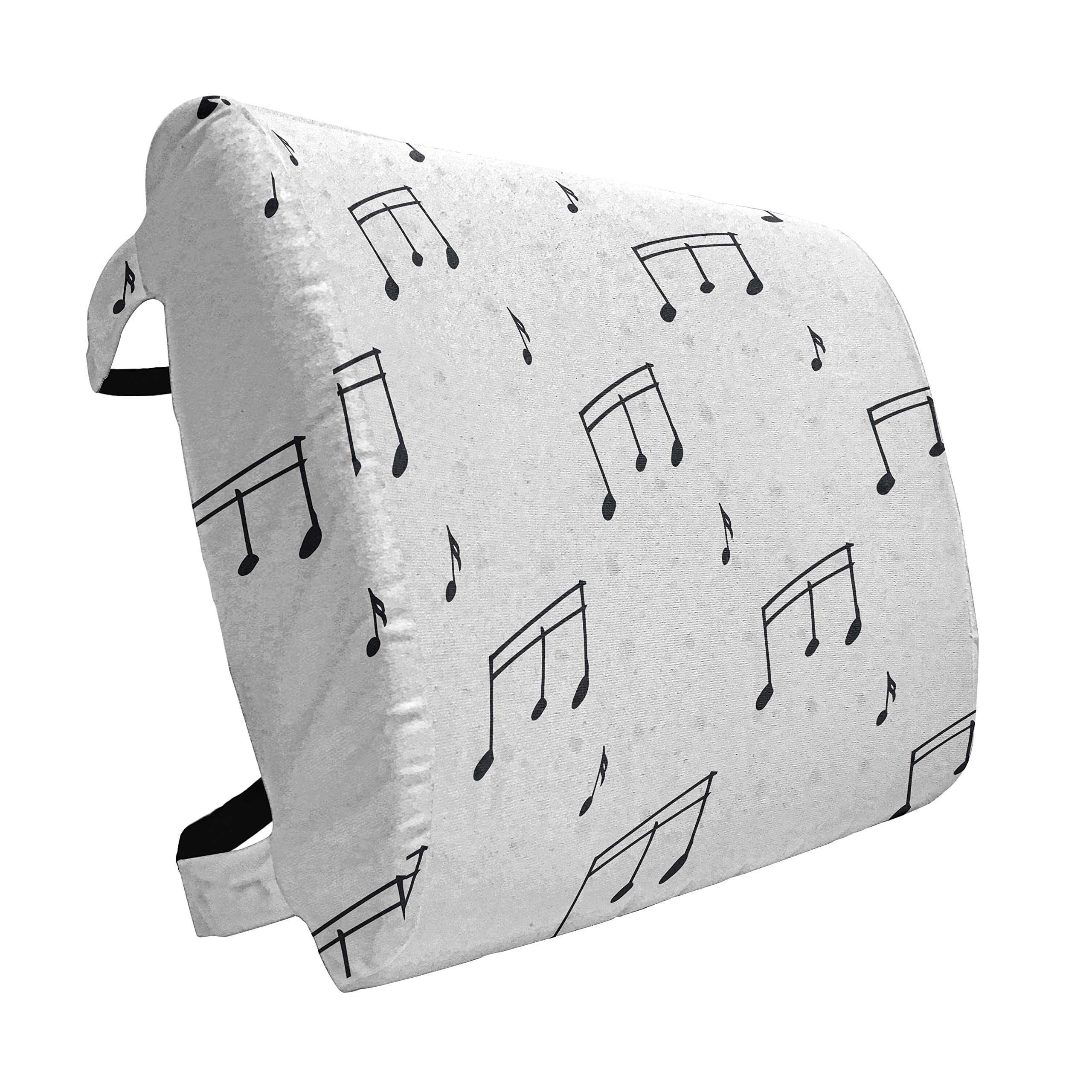 Ambesonne Music Lumbar Support Pillow - Hand Drawn Musical Notes & Clef Design, High Density Foam for Office Chair & Car Seat - 14x13 Inch White Back Cushion | Perfect for Musicians, Office Workers & Long Drives