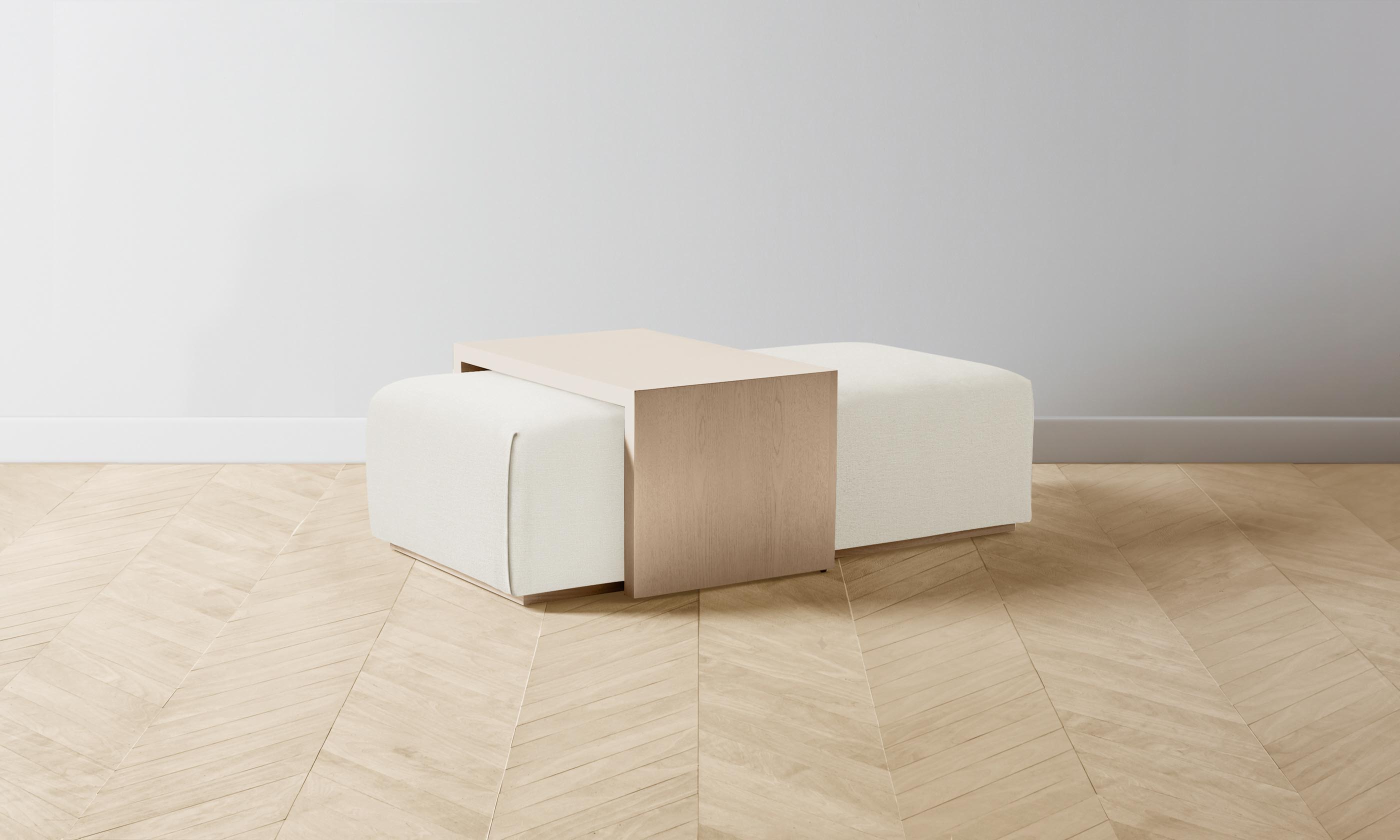 The Bowery Ottoman - Performance Linen Weave Flour Upholstered Storage Bench | Modern Living Room & Bedroom Furniture for Small Spaces
