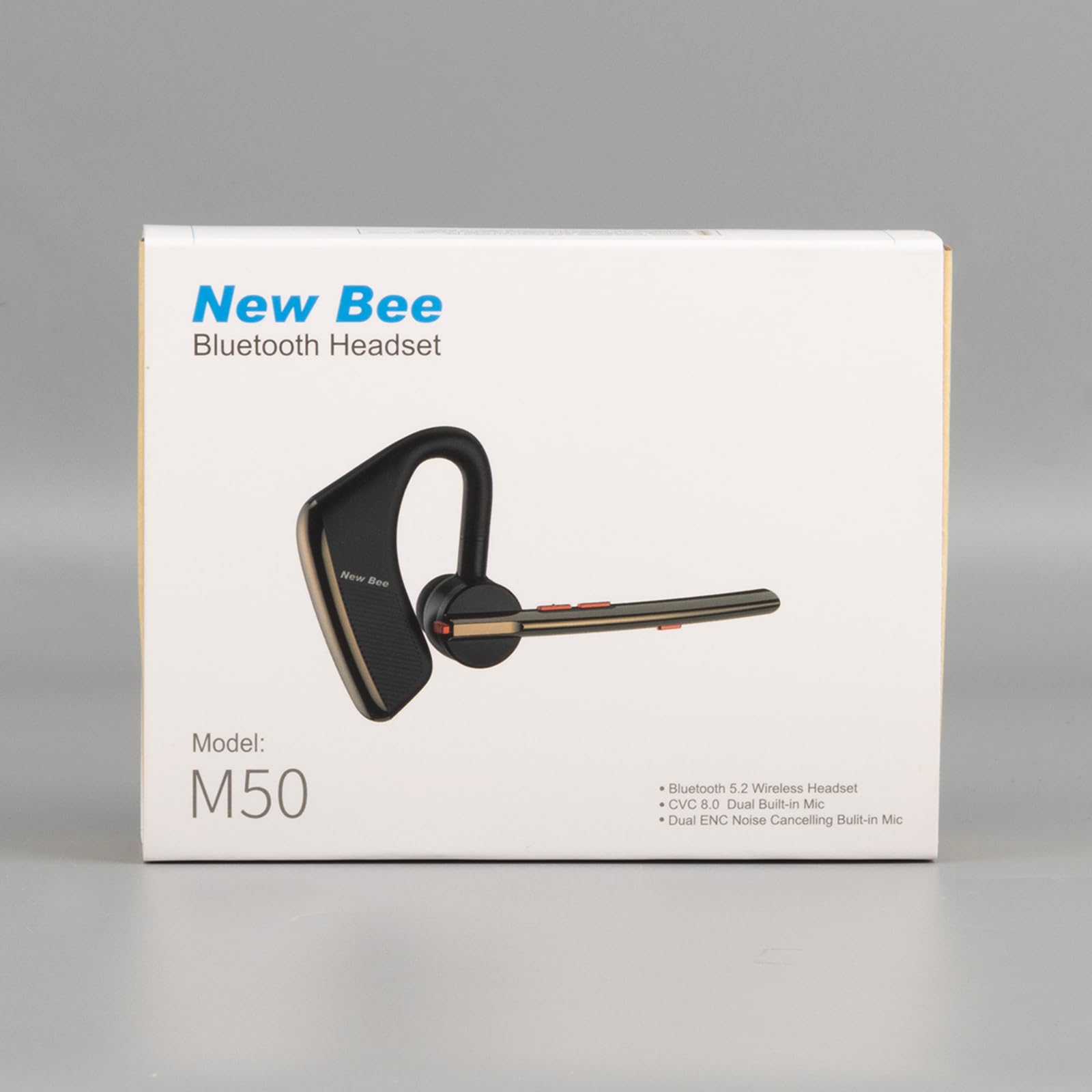 Wireless Bluetooth Earpiece V5.2 - Single Ear Lightweight Headset with 24H Talk Time, Noise Cancelling Mic for iPhone Android Laptop - Perfect for Driving, Office Calls & Online Meetings