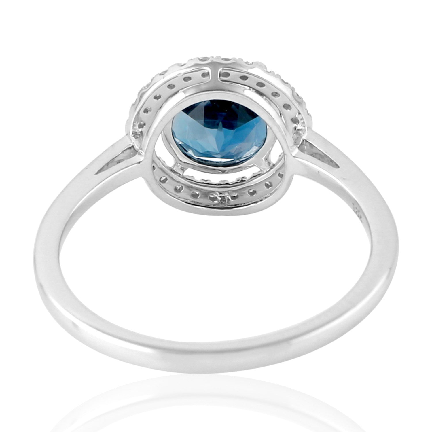 London Blue Topaz Solitaire Ring in 18K White Gold - Elegant Women's Jewelry for Engagement, Anniversary & Special Occasions