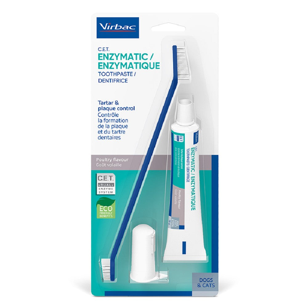 C.E.T. Enzymatic Toothpaste Kit for Dogs & Cats - Dental Care Solution for Pet Oral Hygiene | Freshens Breath & Prevents Plaque | Perfect for Daily Brushing Routine at Home