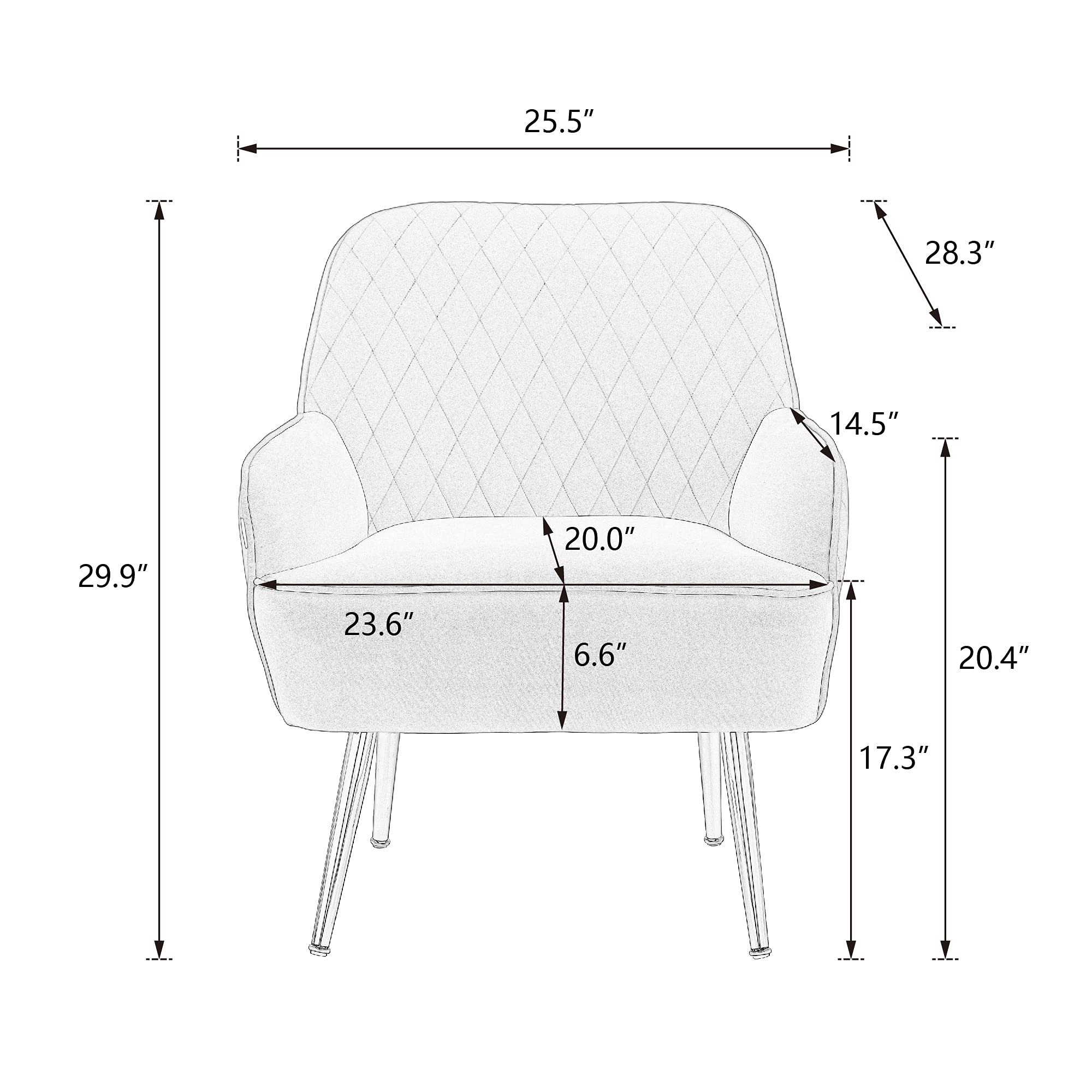 Modern Velvet Accent Chair with Gold Metal Legs - Upholstered Armchair for Living Room, Dining Room, Bedroom, Lounge - Comfortable Club Leisure Guest Chair in Yellow - Perfect for Home Decor, Relaxing & Entertaining