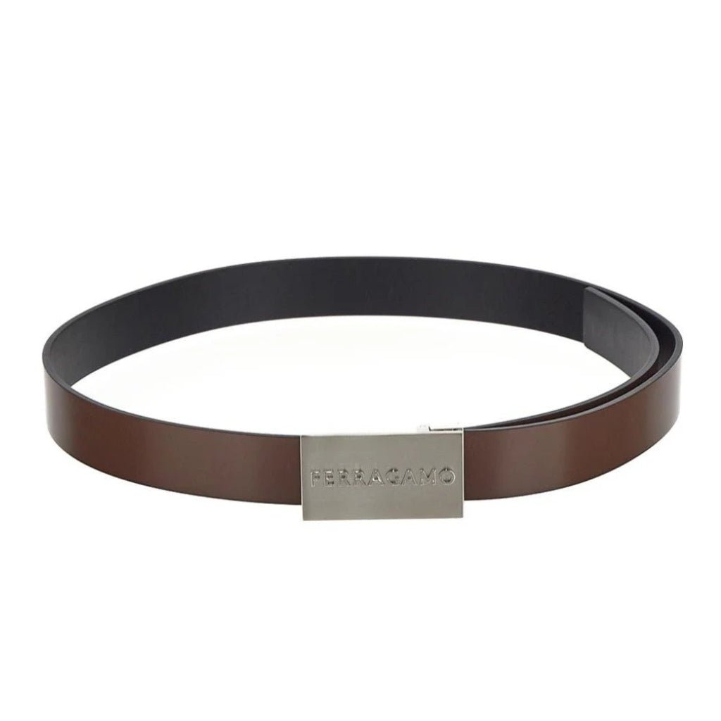 Authentic Ferragamo Men's Leather Belt - Dark Brown Adjustable Strap for Formal & Casual Wear | Perfect for Office, Business, Wedding & Everyday Outfits