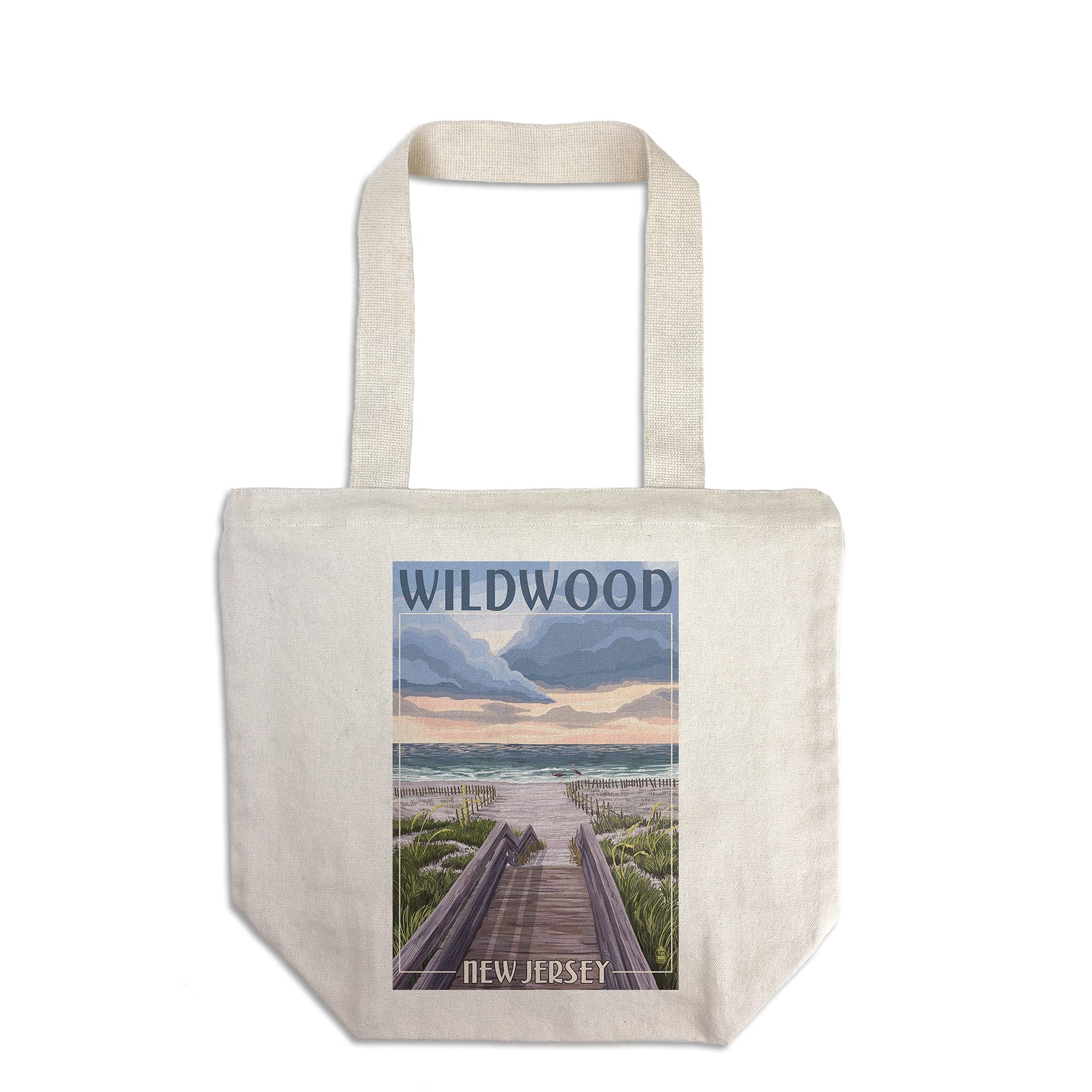 Lantern Press Wildwood New Jersey Beach Boardwalk Canvas Tote Bag - 100% Cotton Reusable Shopping Bag for Beach, Grocery & Eco-Friendly Lifestyle