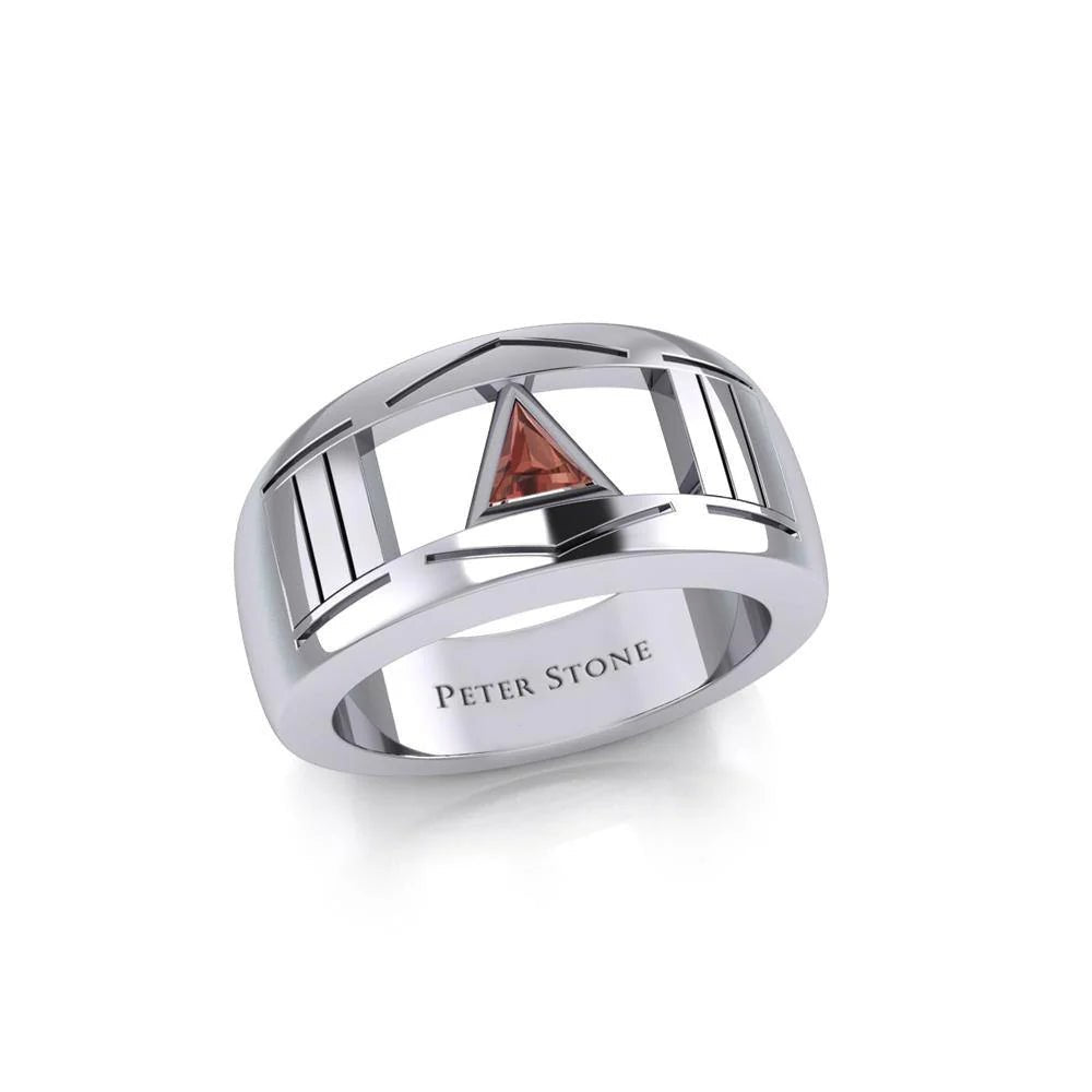 Sterling Silver Modern Ring with Inlaid Recovery Symbol - Elegant Jewelry for Women, Gift for Sobriety & Healing - Perfect for 12-Step Meetings, Anniversaries & Special Occasions