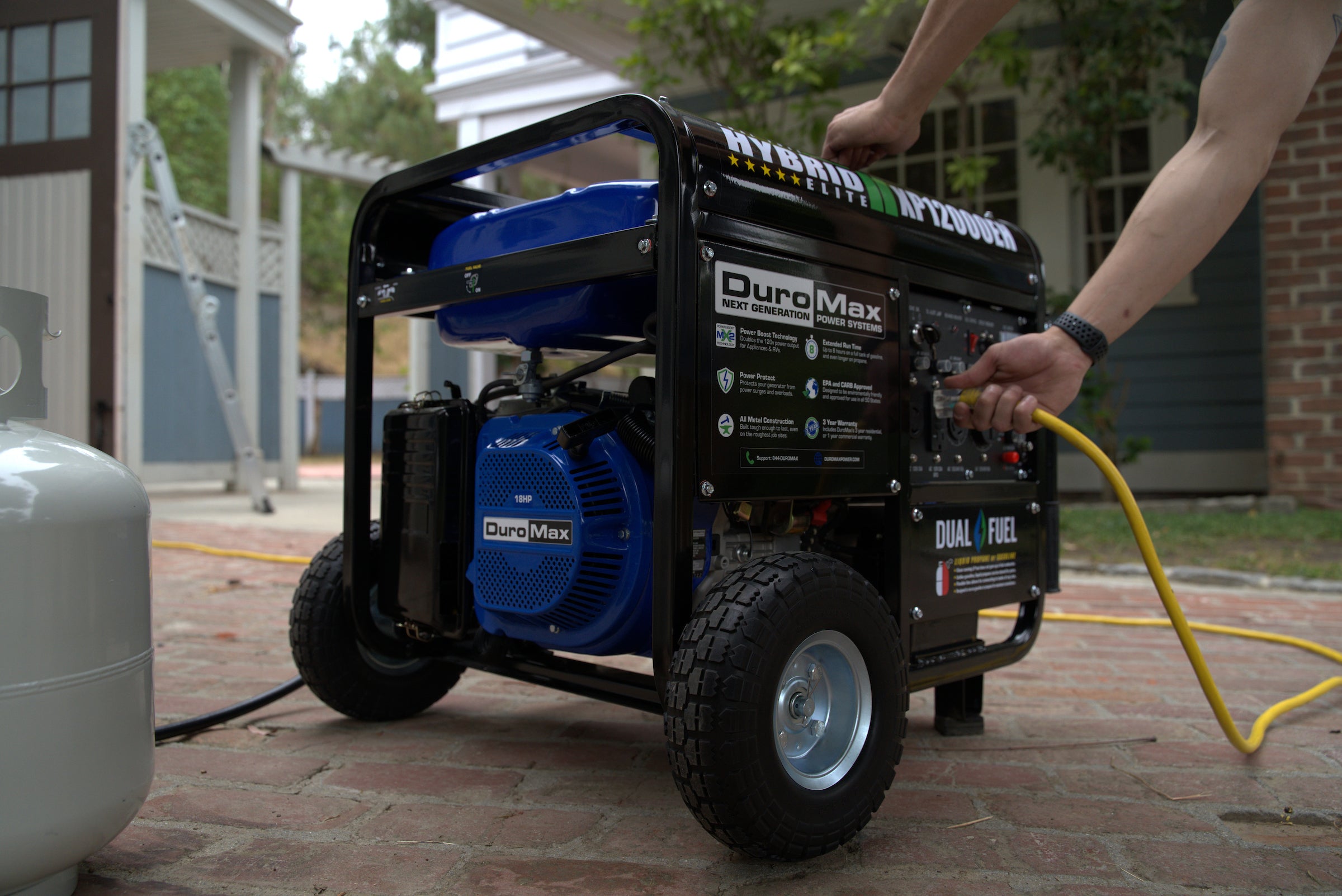 12,000 Watt Dual Fuel Portable Generator - Gas & Propane Powered for Home Backup, Camping & Outdoor Use