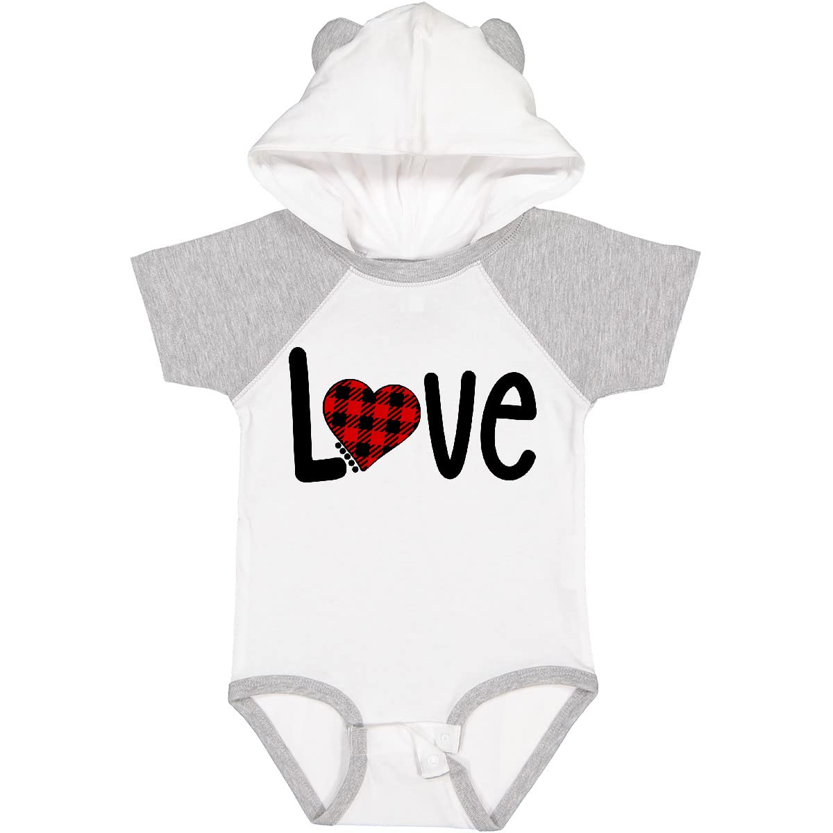 Inktastic Love with Red Plaid Heart Baby Bodysuit - Cute Unisex Infant Onesie for Newborns & Toddlers - Perfect for Family Photos, Holidays & Casual Outings