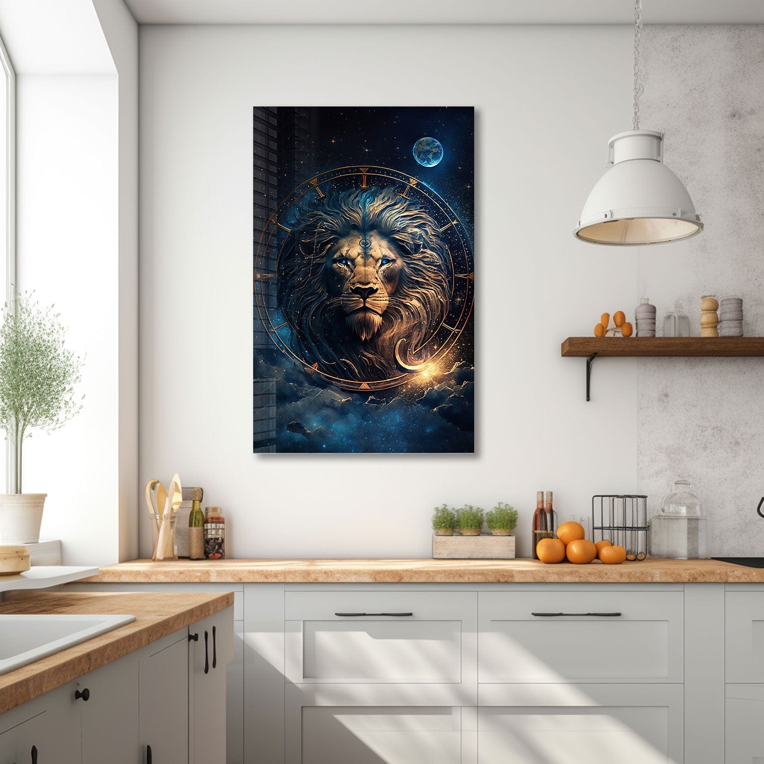 Astrologer Lion Tempered Glass Wall Art - Elegant Home Decor for Living Room, Bedroom & Office - Perfect for Modern & Contemporary Interiors