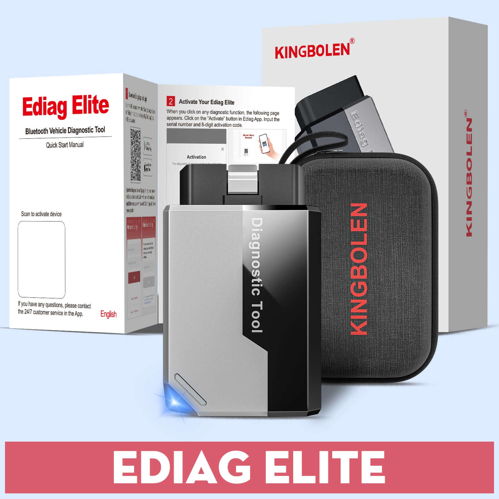 KINGBOLEN EDIAG ELITE CANFD & FCA All System Diagnostic Tool - Free Lifetime Updates, Bidirectional Control, OBD2 Scanner for Car, Truck & SUV - Professional Auto Repair & DIY Diagnostics