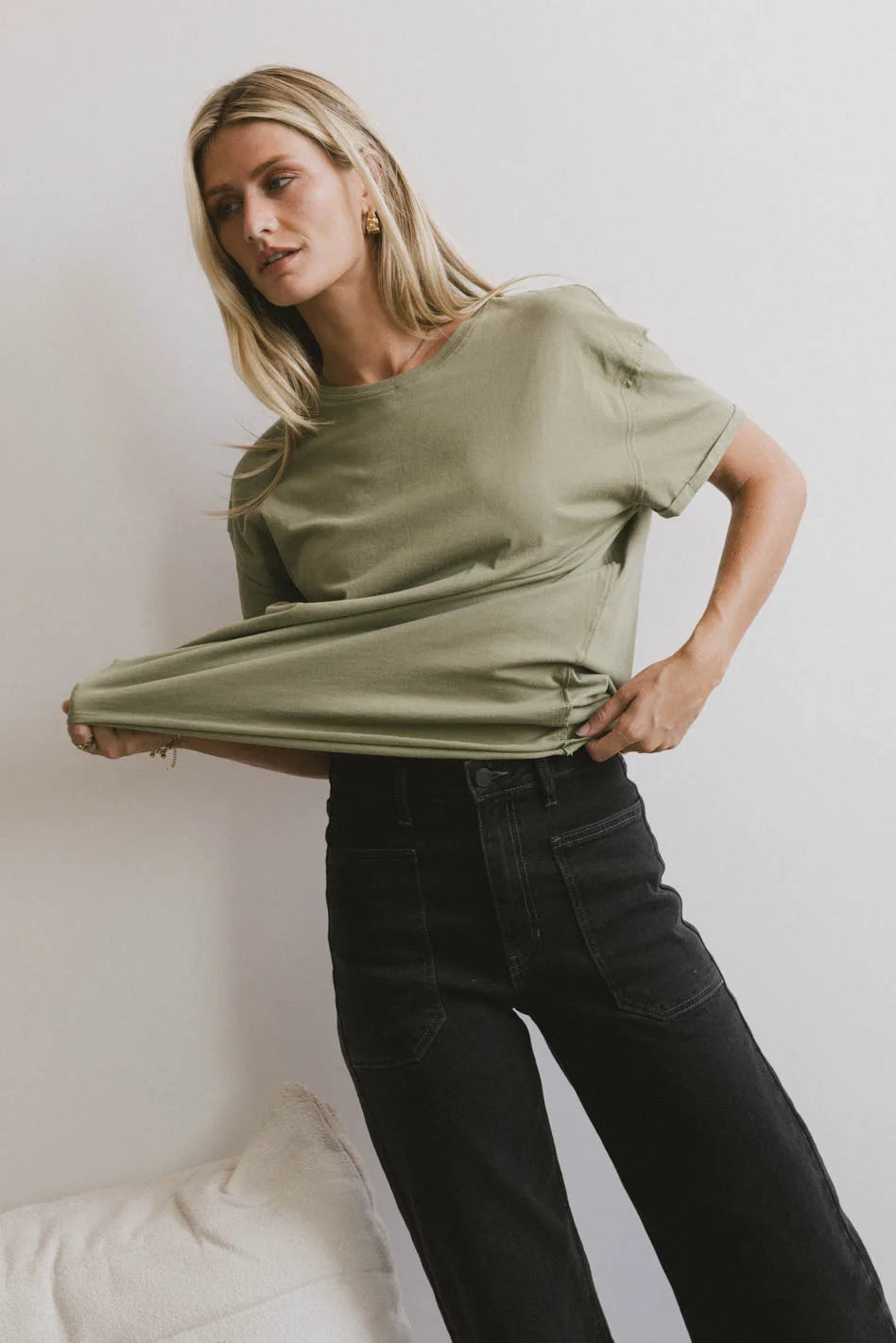 Gunner Basic Tee in Light Olive - Soft Cotton Crew Neck T-Shirt for Men | Casual Everyday Wear & Layering | FINAL SALE