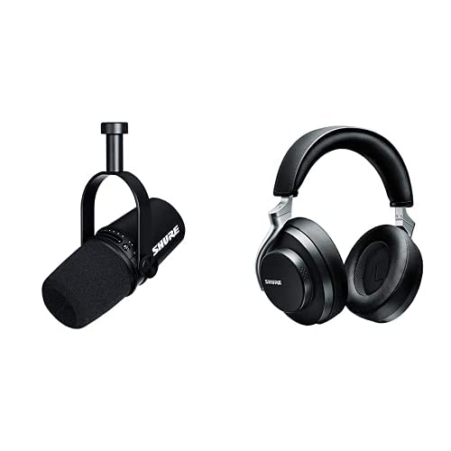 Shure MV7 USB/XLR Dynamic Microphone & AONIC 50 Wireless Noise Cancelling Headphones Bundle - Professional Podcasting, Recording, Streaming & Gaming Setup with Studio-Quality Sound (Black) - Perfect for Home Studios, Content Creators & Gamers