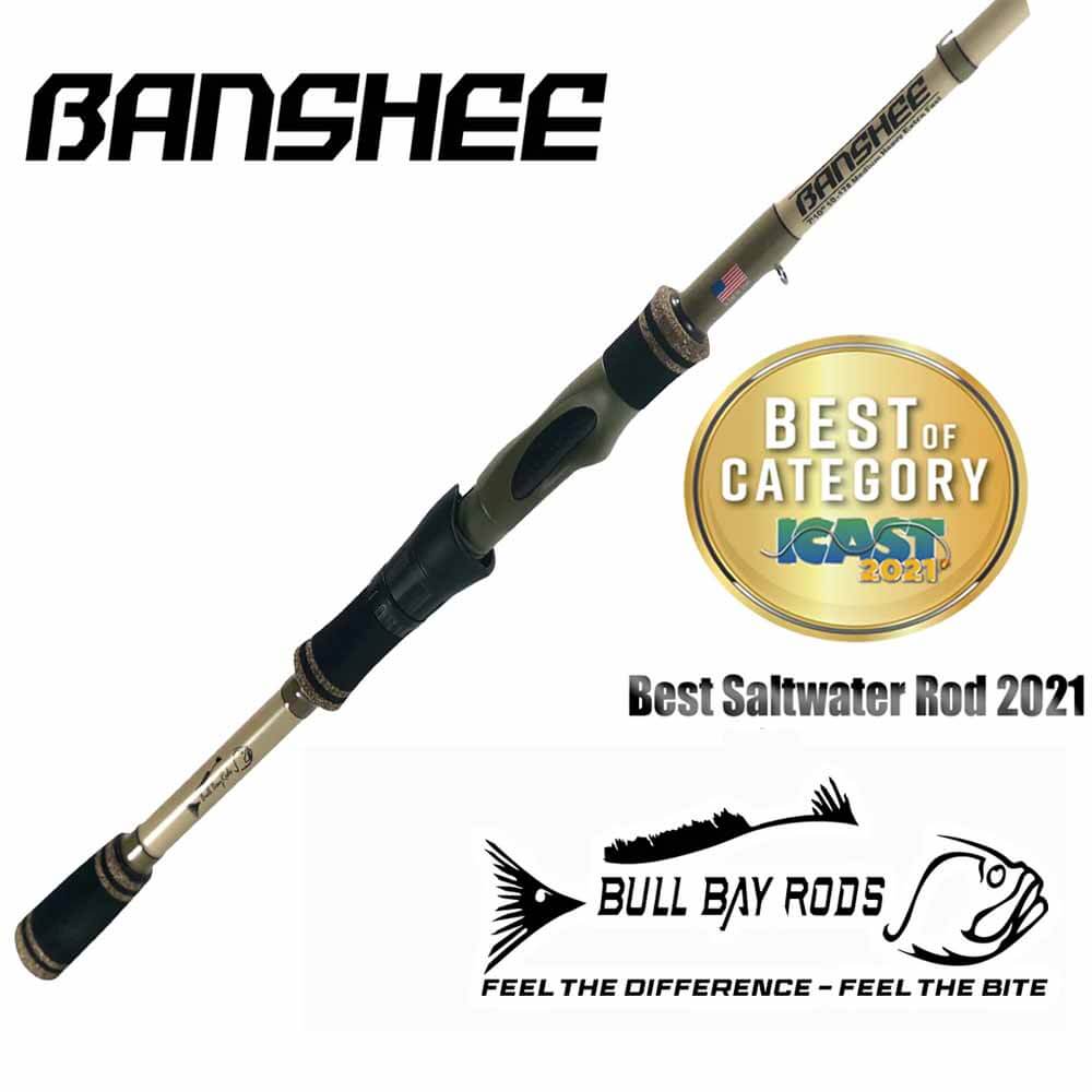 Bull Bay Banshee Spinning Rod - Premium Saltwater Fishing Rod for Surf & Offshore Angling | Ideal for Catching Redfish, Snook & Tarpon